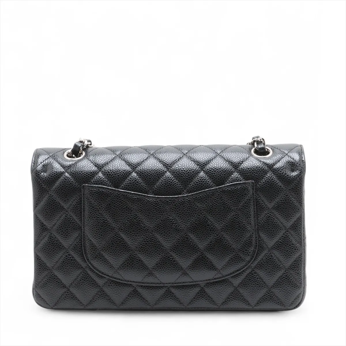 [Individually packaged] Chanel Matelassé 25 Caviar Skin Double Flap Double Chain Bag, Black with Silver Hardware, 29696088, Serial Number 29, A01112 — view 2