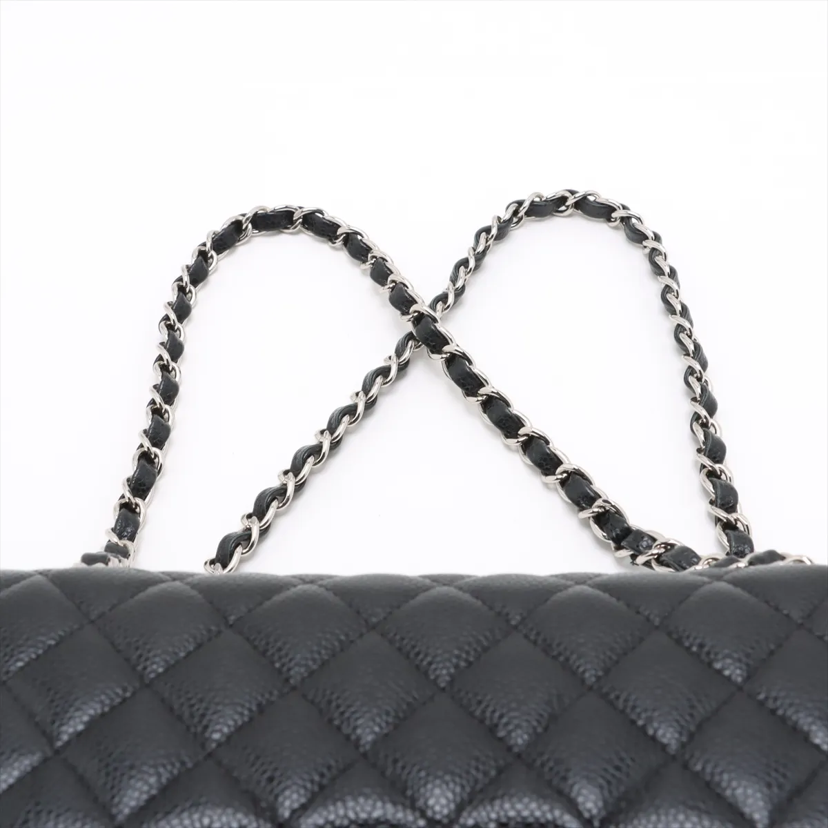 [Individually packaged] Chanel Matelassé 25 Caviar Skin Double Flap Double Chain Bag, Black with Silver Hardware, 29696088, Serial Number 29, A01112 — view 6