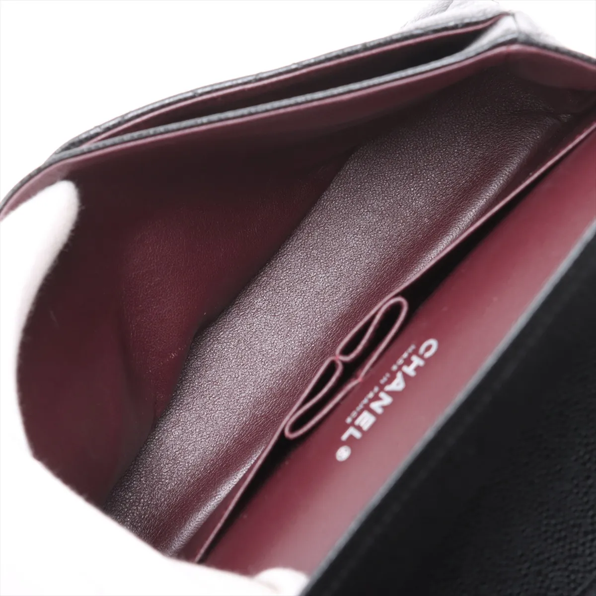[Individually packaged] Chanel Matelassé 25 Caviar Skin Double Flap Double Chain Bag, Black with Silver Hardware, 29696088, Serial Number 29, A01112 — view 7