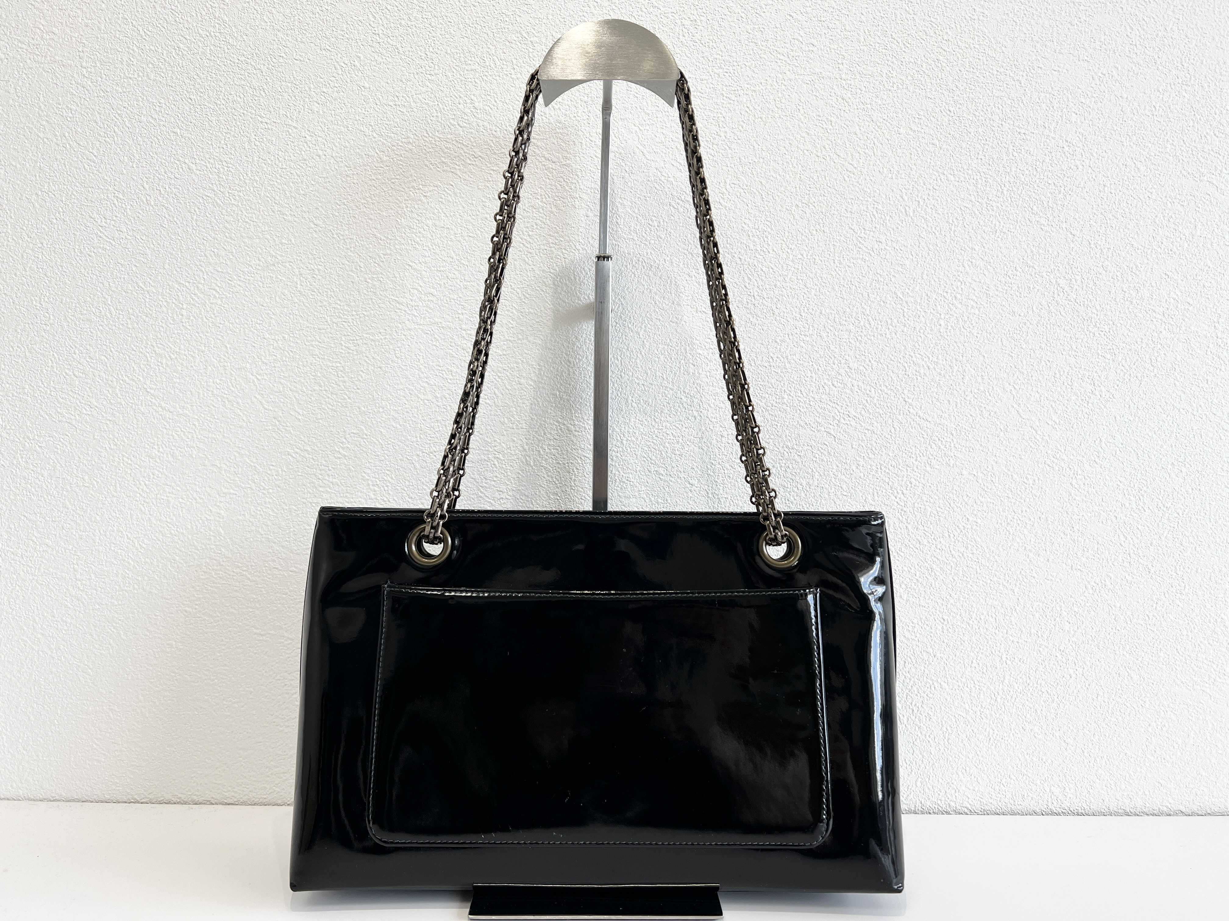 Coco Mark Enamel Patent Leather Chain Shoulder Bag (Serial Number 6) — view 2
