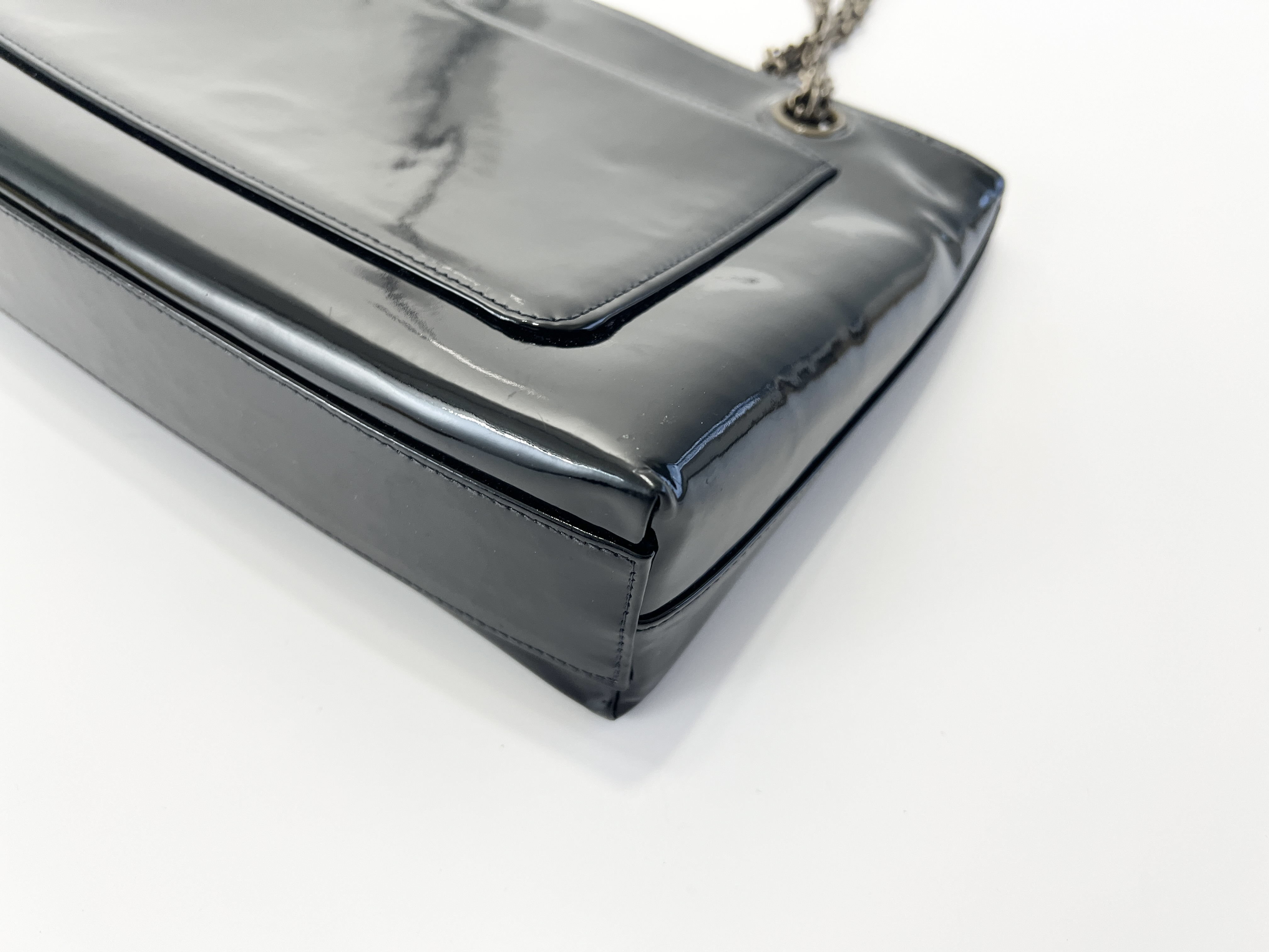 Coco Mark Enamel Patent Leather Chain Shoulder Bag (Serial Number 6) — view 13