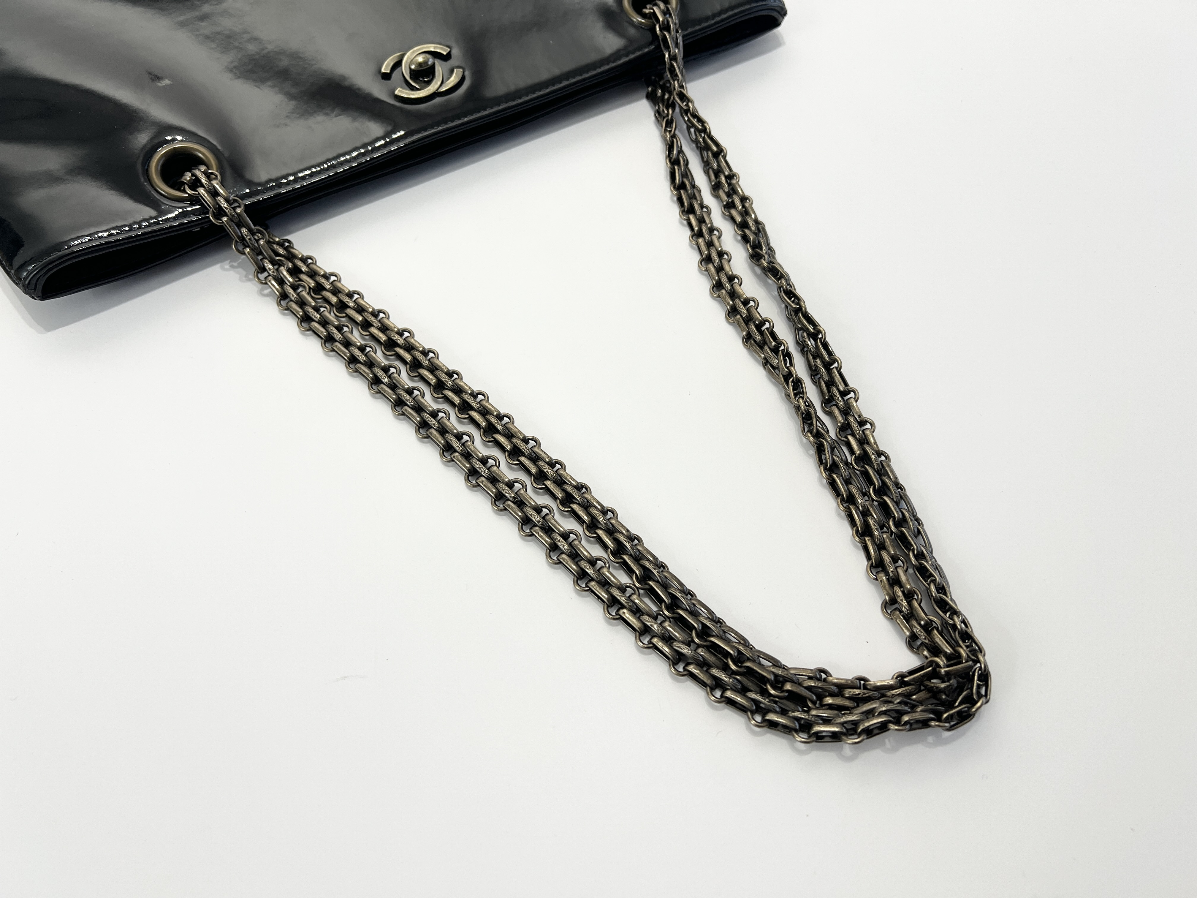 Coco Mark Enamel Patent Leather Chain Shoulder Bag (Serial Number 6) — view 3