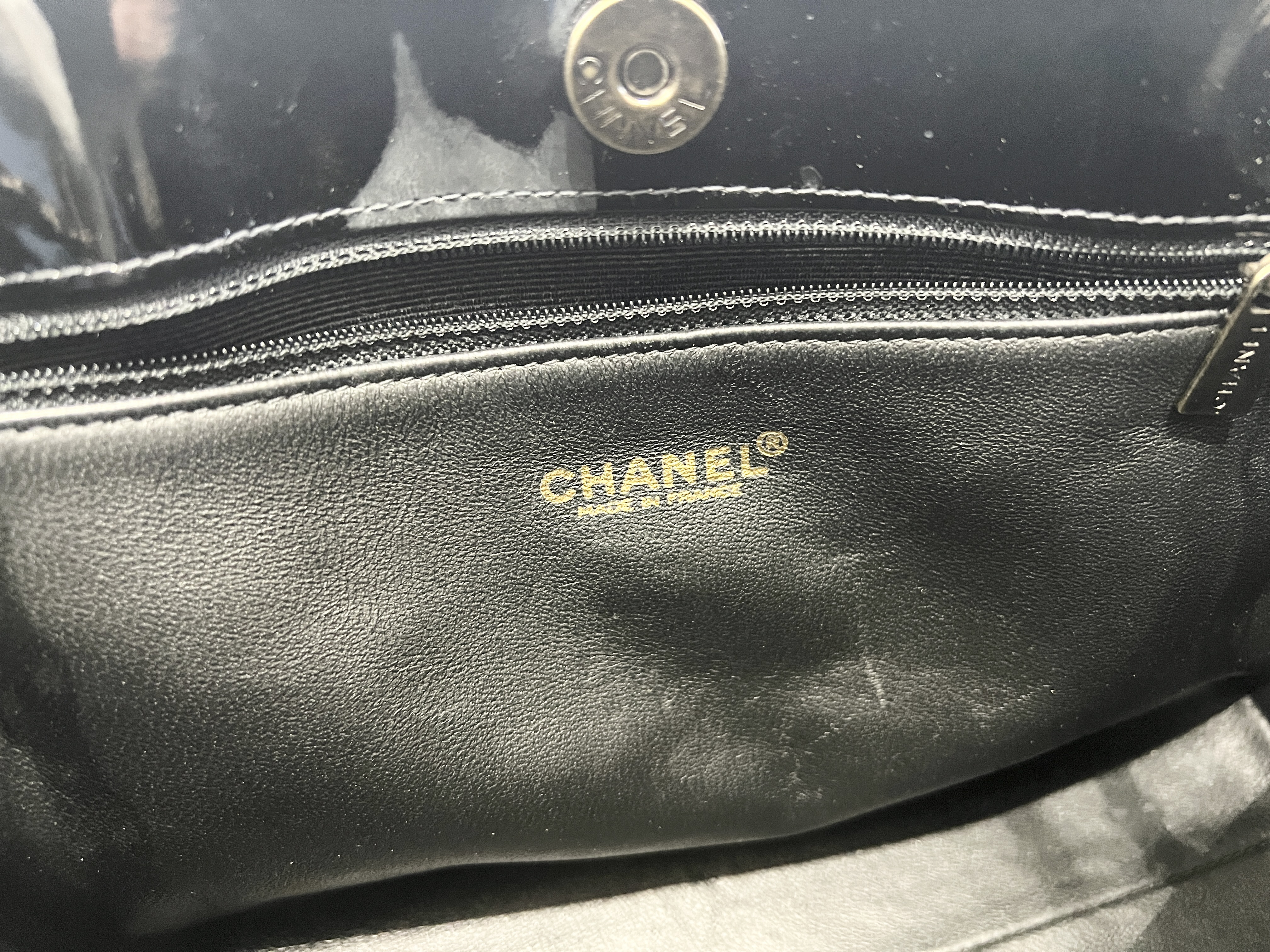 Coco Mark Enamel Patent Leather Chain Shoulder Bag (Serial Number 6) — view 6