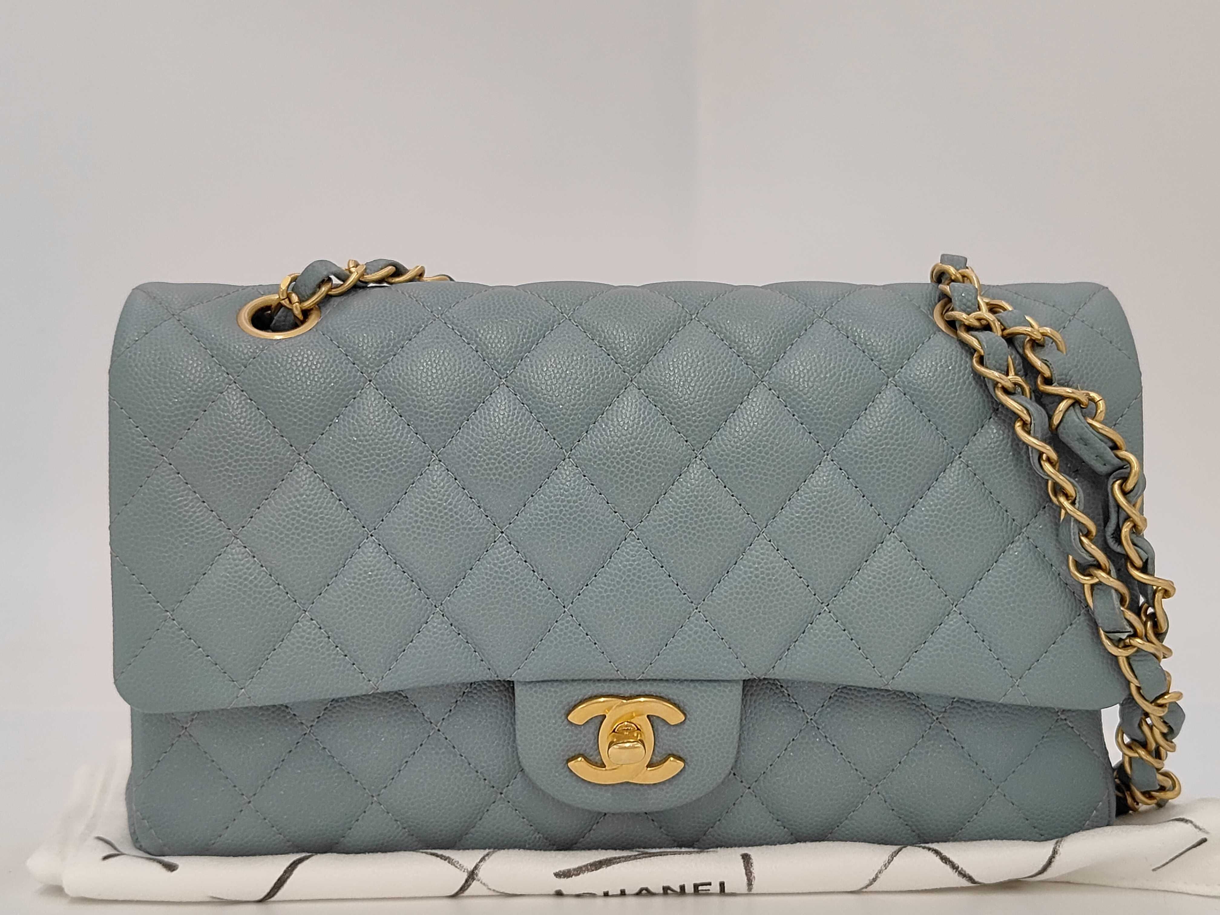 CF Medium Caviaskin Blue Shimmer Gold Hardware No. 25 Shoulder Bag