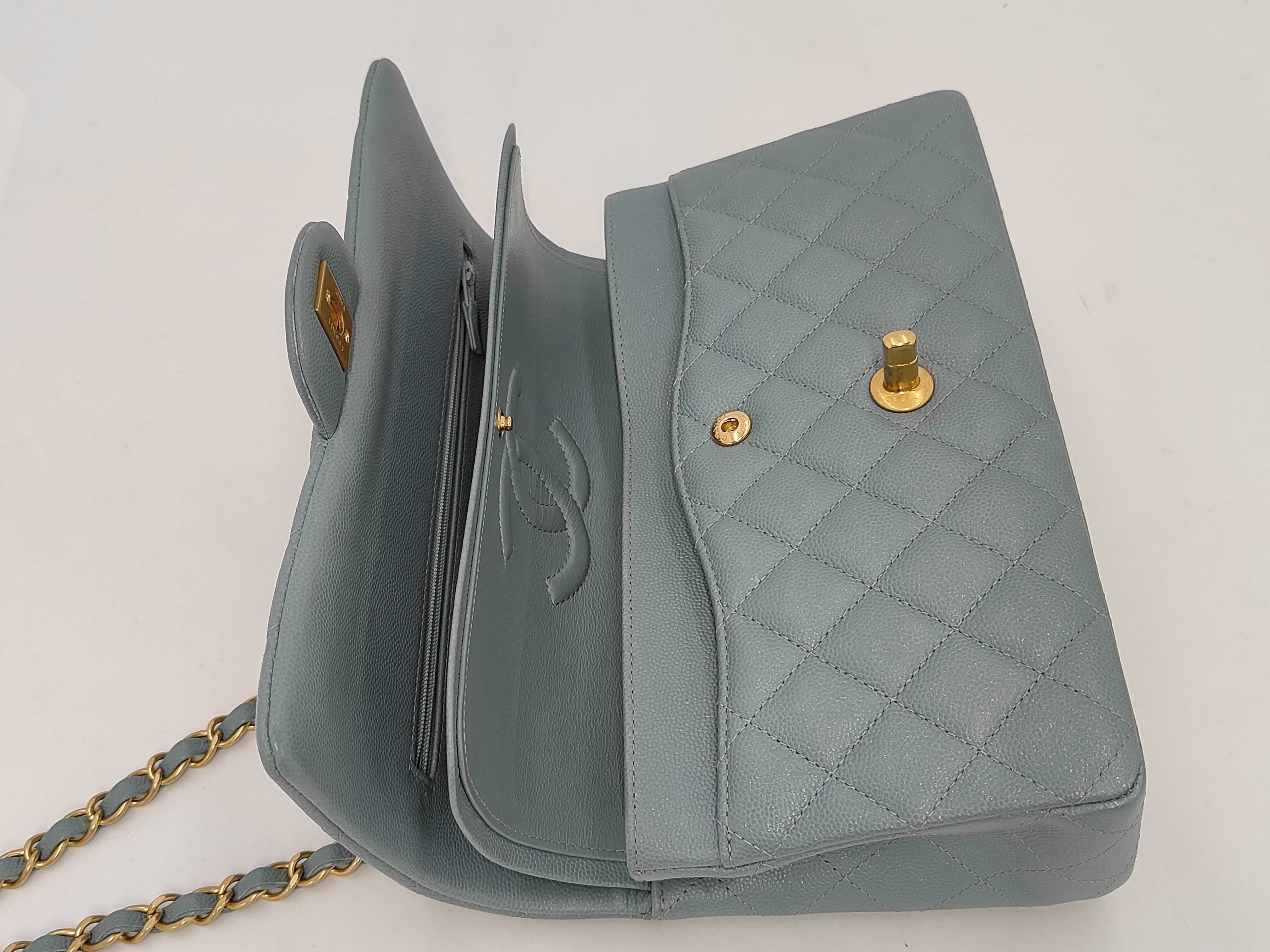CF Medium Caviaskin Blue Shimmer Gold Hardware No. 25 Shoulder Bag — view 12
