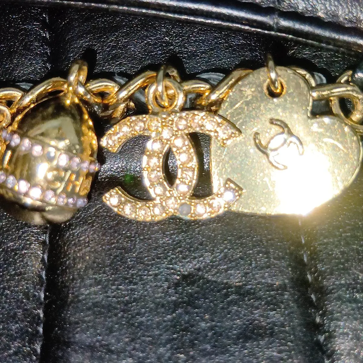 Chocolate Bar Lambskin Chain Shoulder Bag, Black with Gold Hardware, Item No. 7503942 (Serial No. 7) — view 12