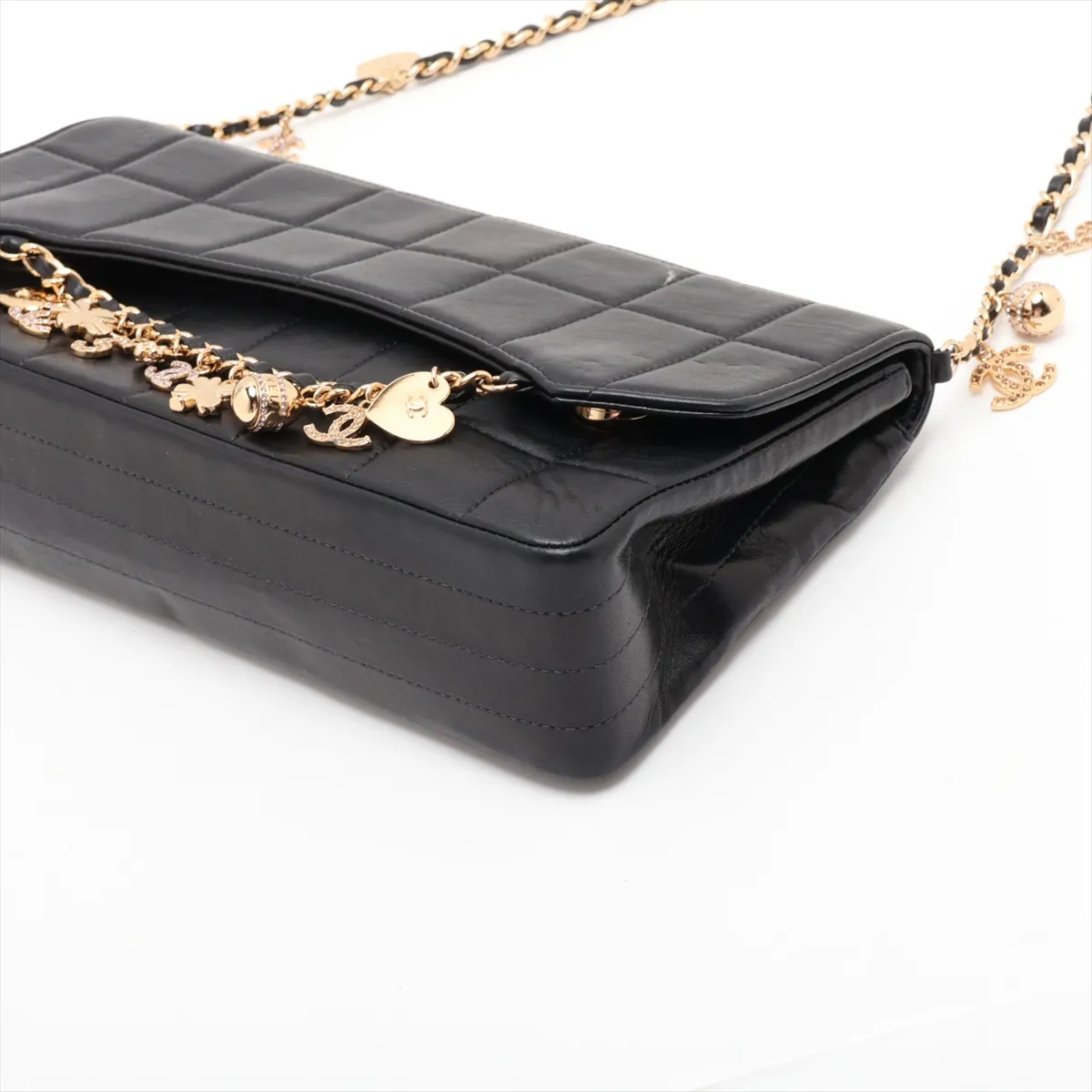 Chocolate Bar Lambskin Chain Shoulder Bag, Black with Gold Hardware, Item No. 7503942 (Serial No. 7) — view 3