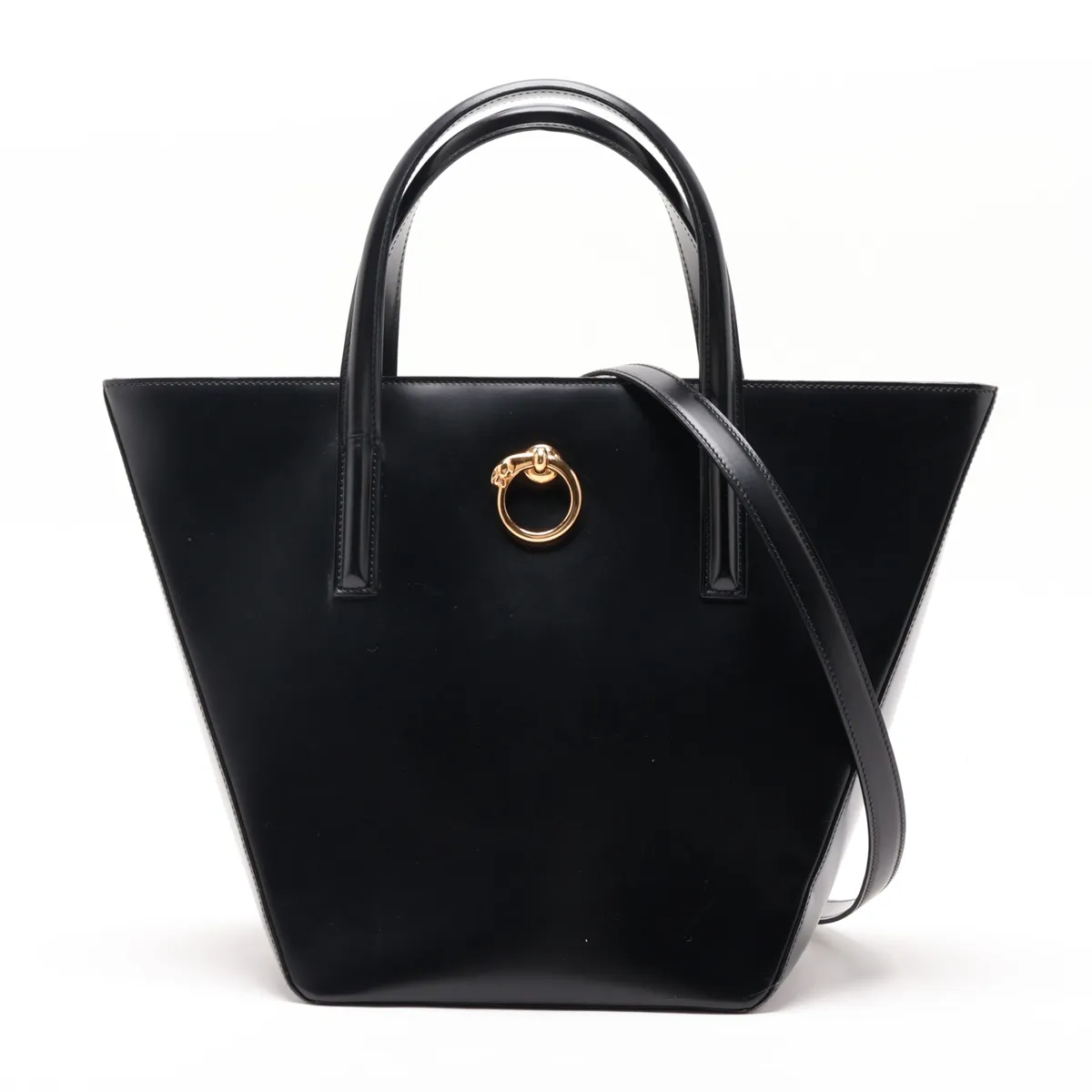 Panthère Leather 2-Way Handbag, Black