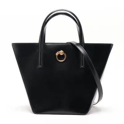 Panthère Leather 2-Way Handbag, Black