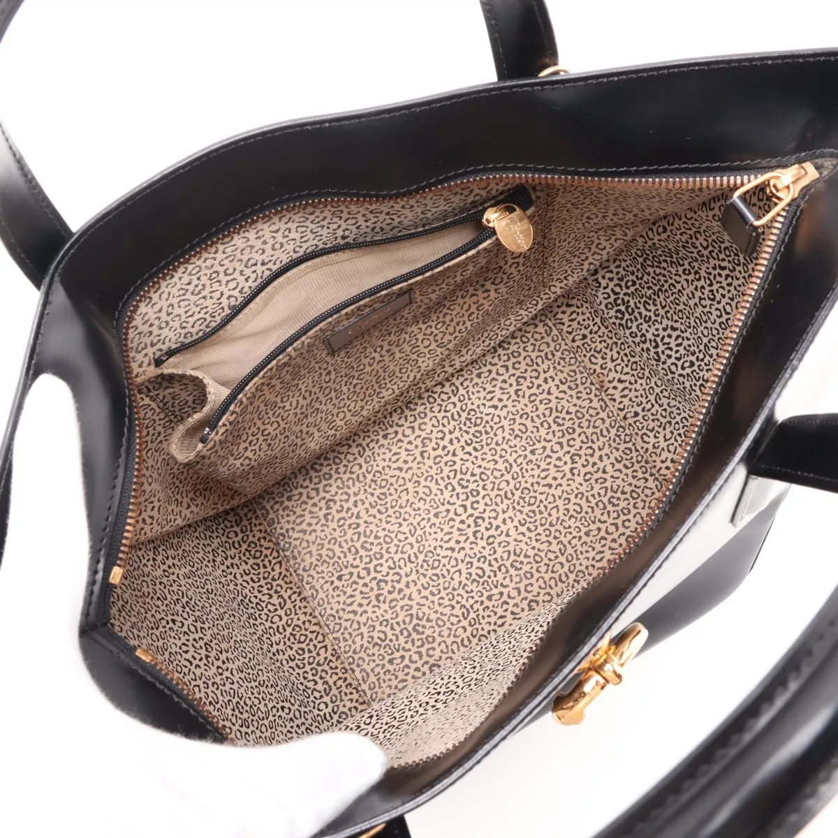 Panthère Leather 2-Way Handbag, Black — view 8