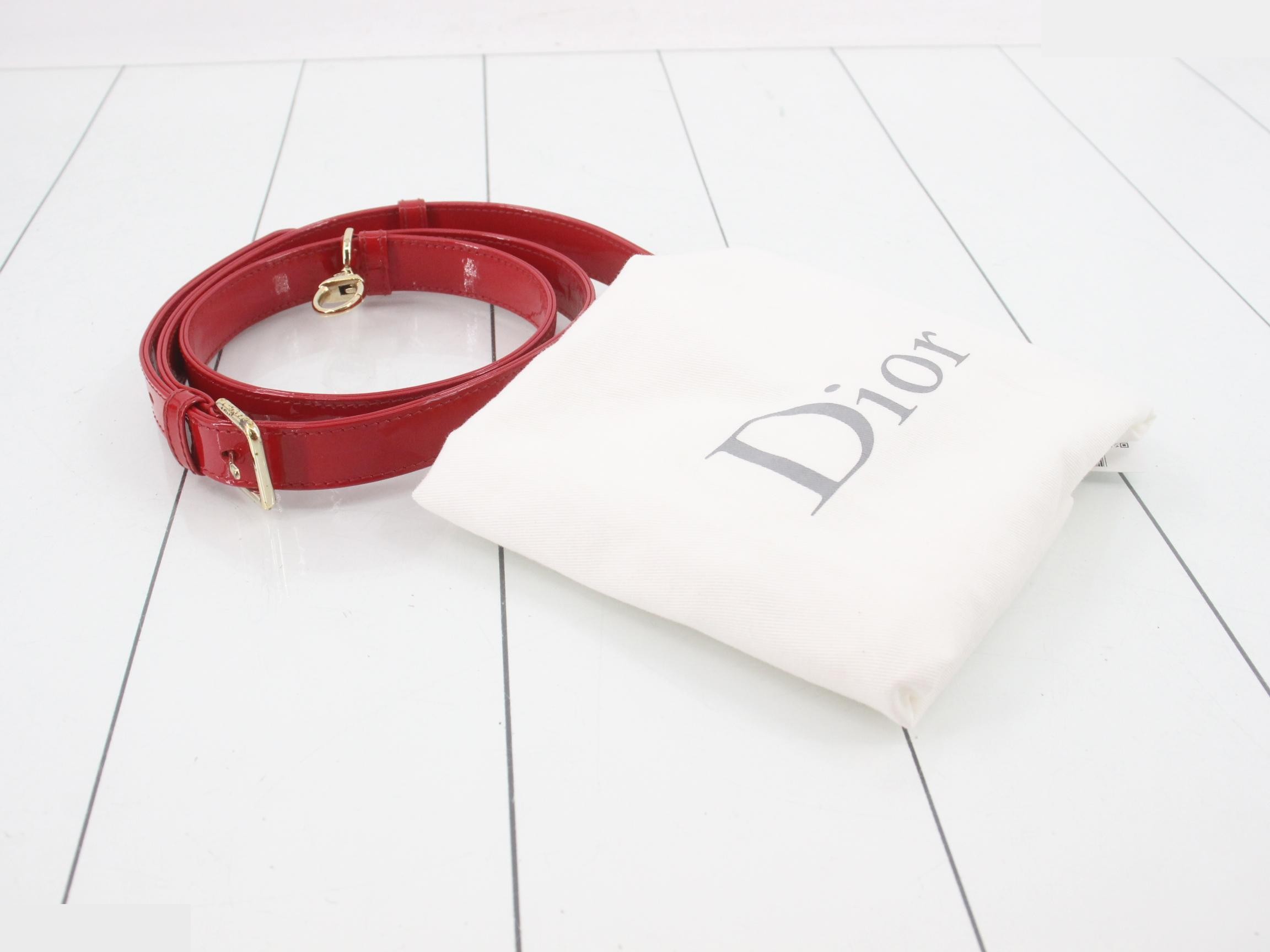 Lady Dior Canage Enamel 2-Way Handbag, Red — view 7