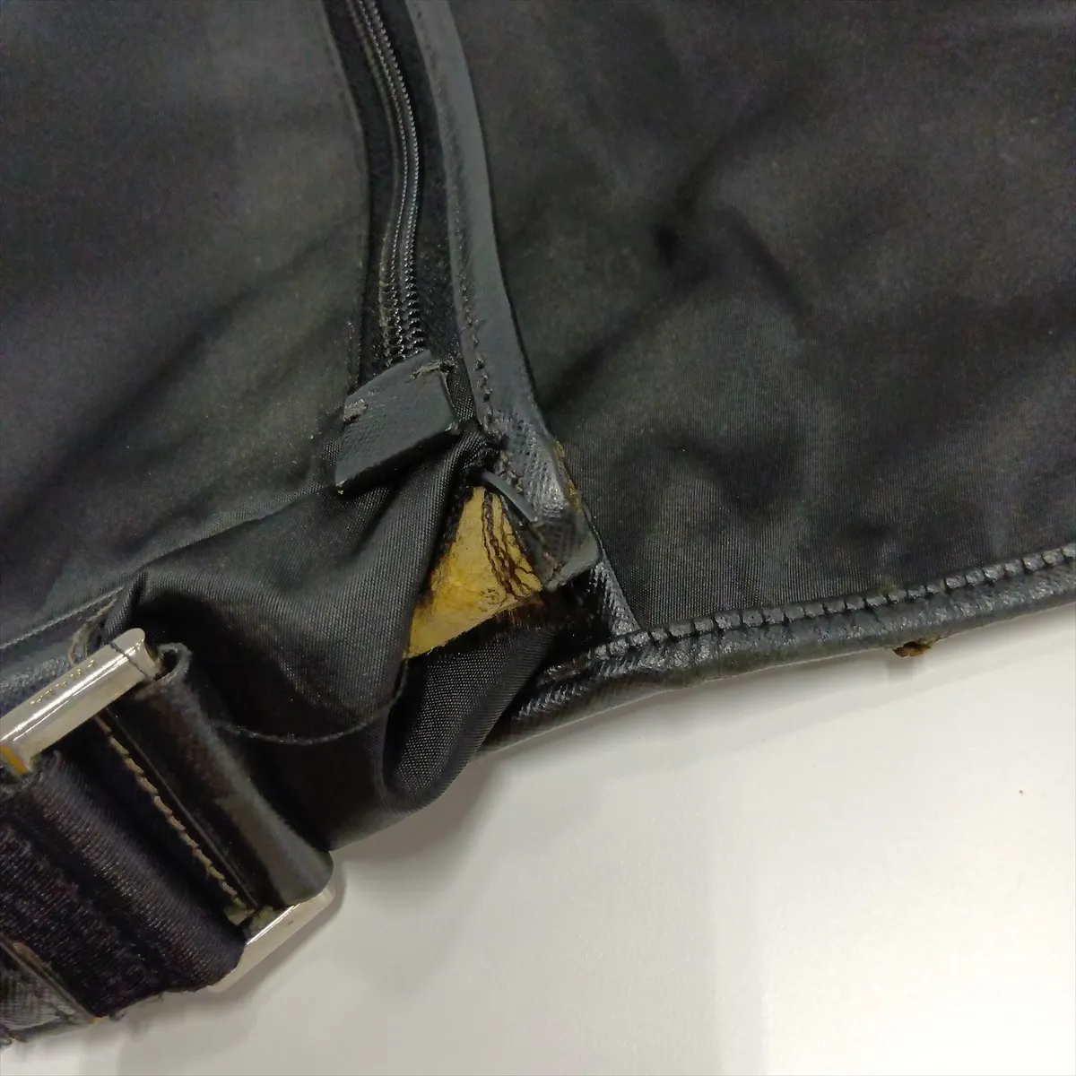 Tessuto Nylon x Leather Shoulder Bag, Black — view 14