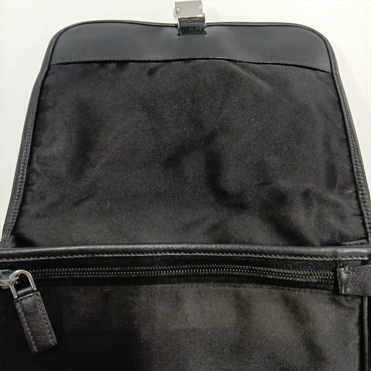 Tessuto Nylon x Leather Shoulder Bag, Black — view 15