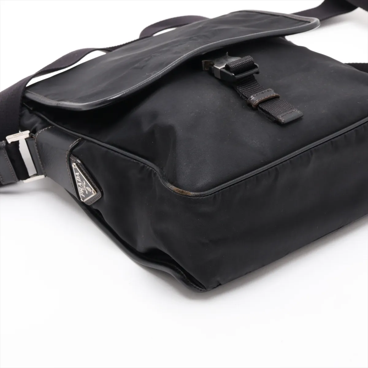 Tessuto Nylon x Leather Shoulder Bag, Black — view 4