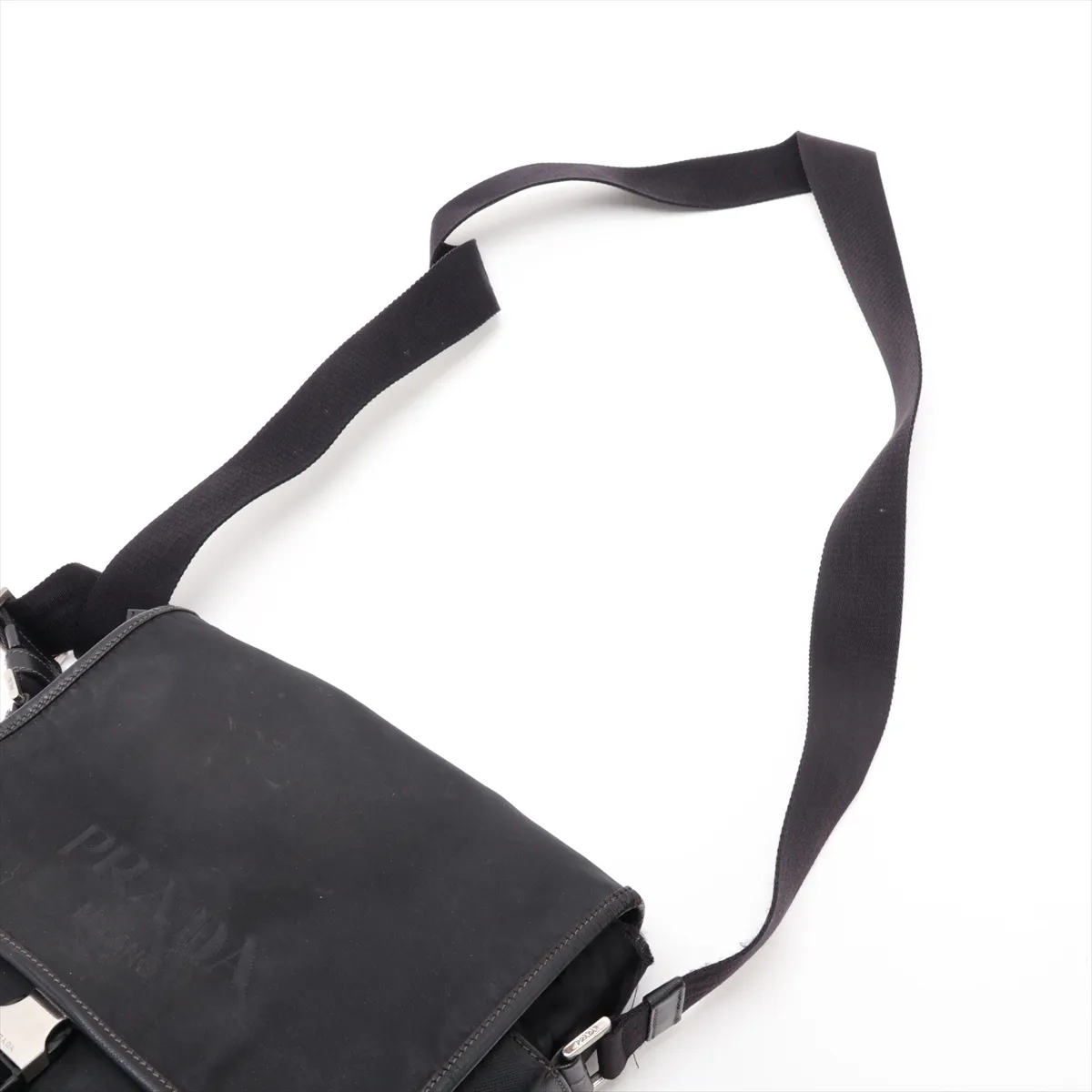 Tessuto Nylon x Leather Shoulder Bag, Black — view 5