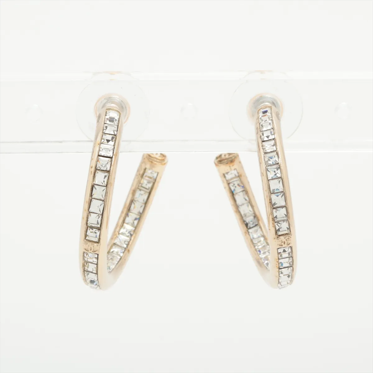 Cocomark A16C Hoop Earrings GP x Rhinestone Gold — view 2