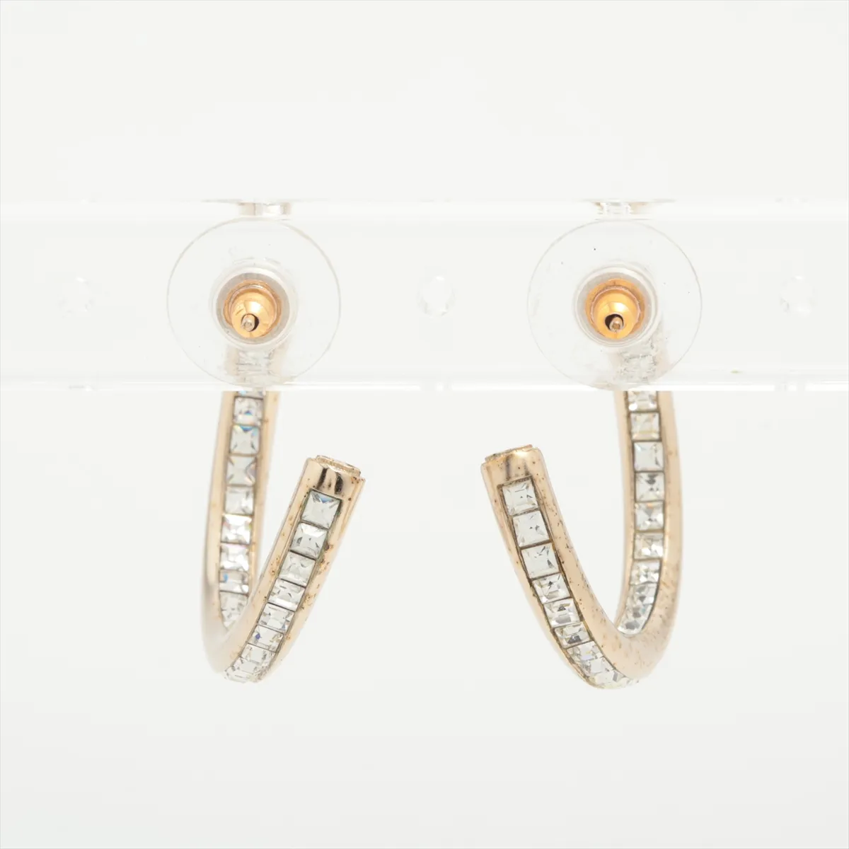 Cocomark A16C Hoop Earrings GP x Rhinestone Gold — view 3