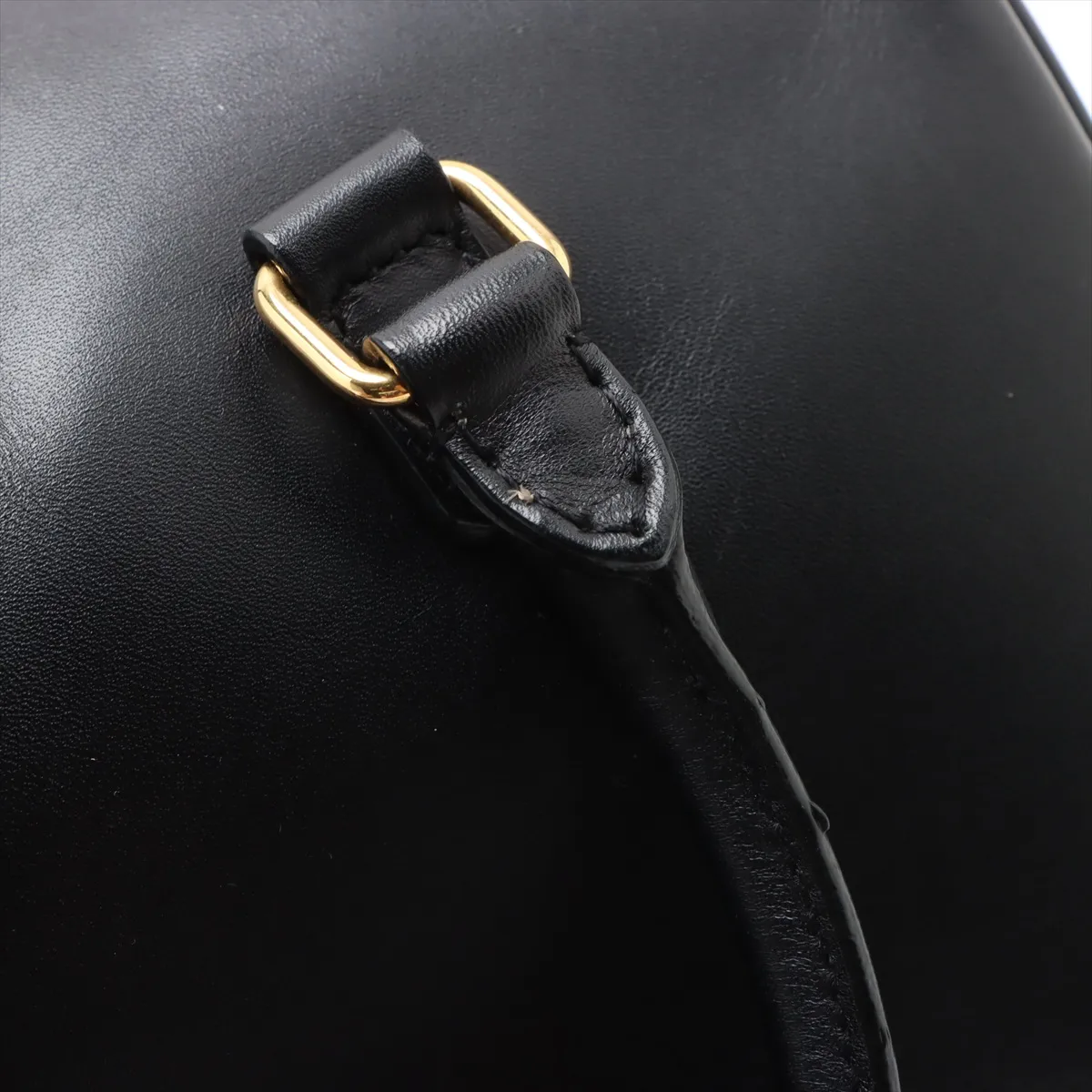Baby Duffle Leather 2WAY Handbag Black 330958 Belt loop fixed Front right shoulder strap length not adjustable — view 13