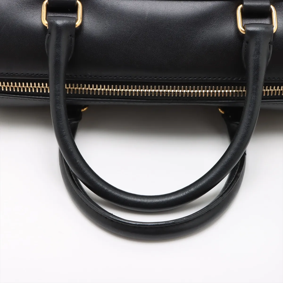 Baby Duffle Leather 2WAY Handbag Black 330958 Belt loop fixed Front right shoulder strap length not adjustable — view 5