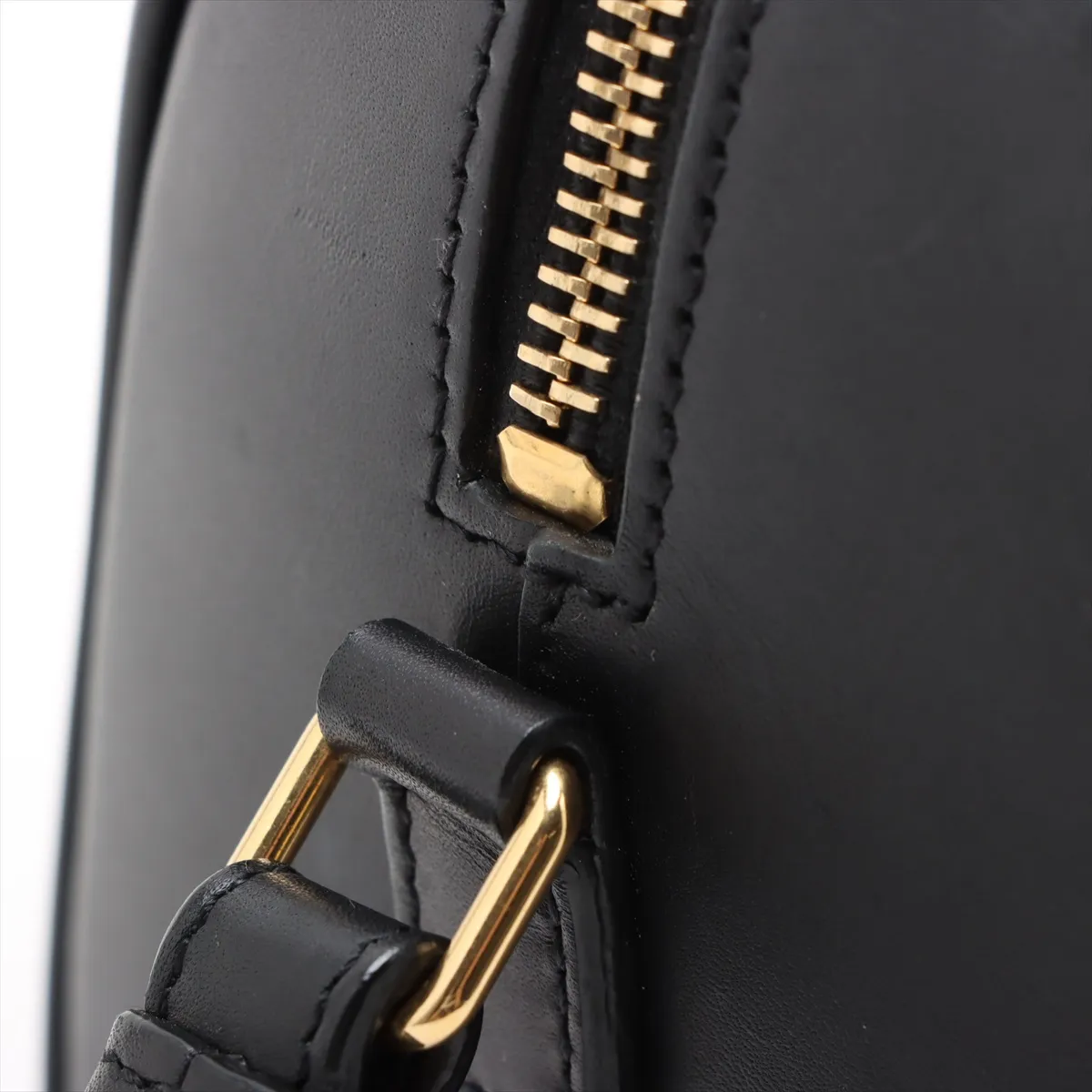 Baby Duffle Leather 2WAY Handbag Black 330958 Belt loop fixed Front right shoulder strap length not adjustable — view 10