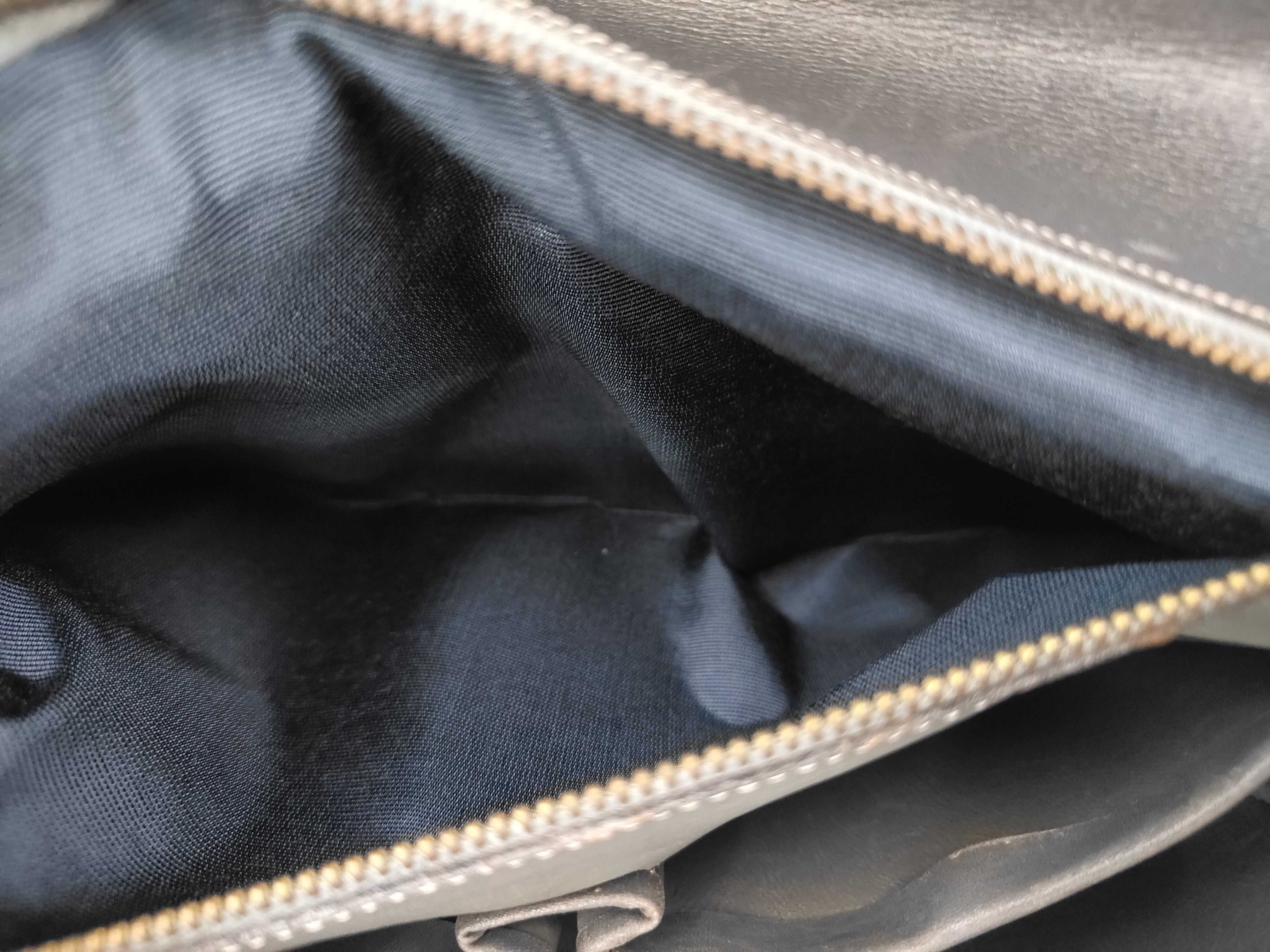 suede shoulder bag with carriage hardware, gray. — view 9
