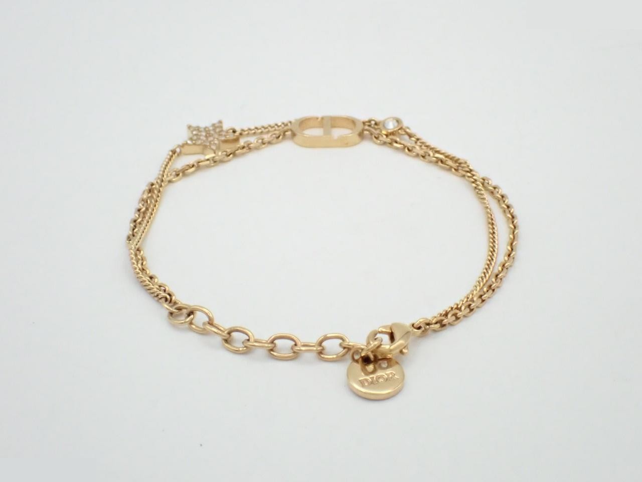 CD Bracelet, Star Design, Rhinestones, Gold, Wrist Circumference Approx. 14.5-18cm — view 2