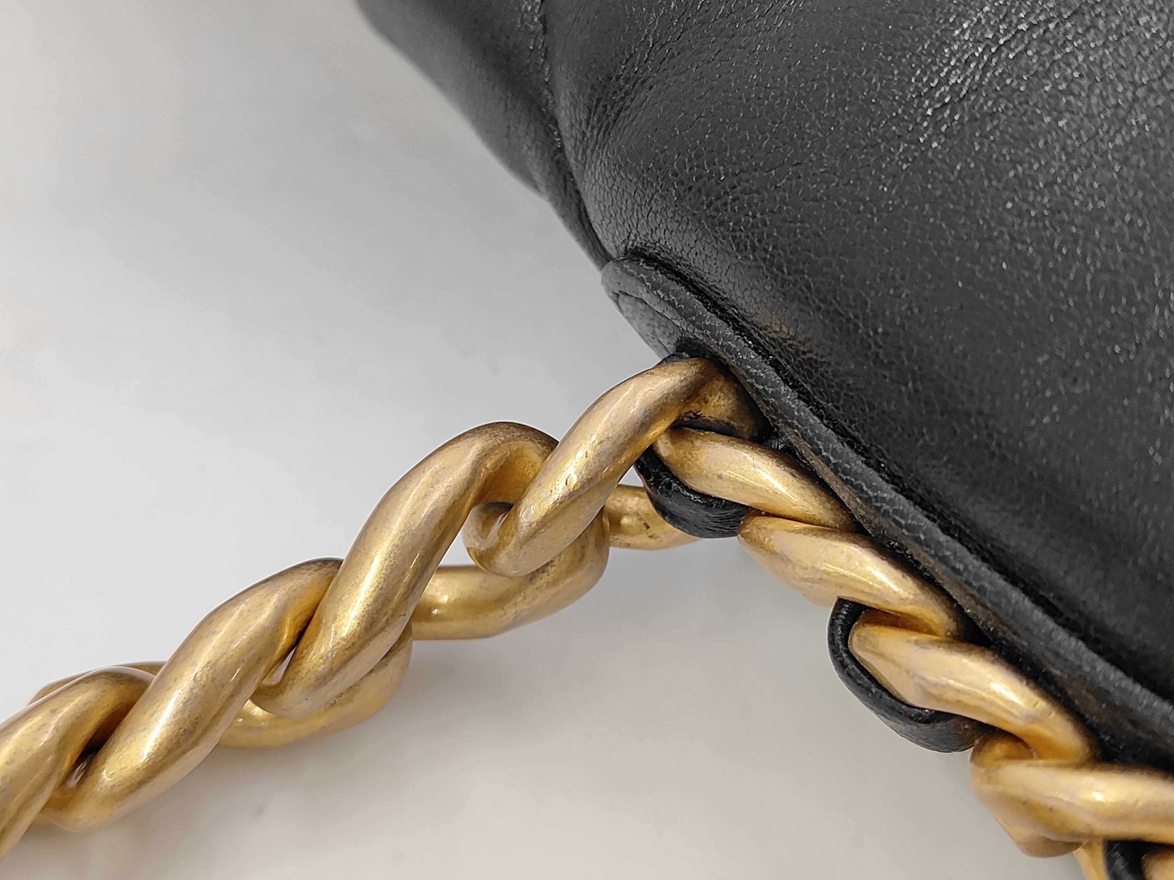 19 Bag, Black Quilted Lambskin Maxi Shoulder Bag with Gold Hardware — view 5
