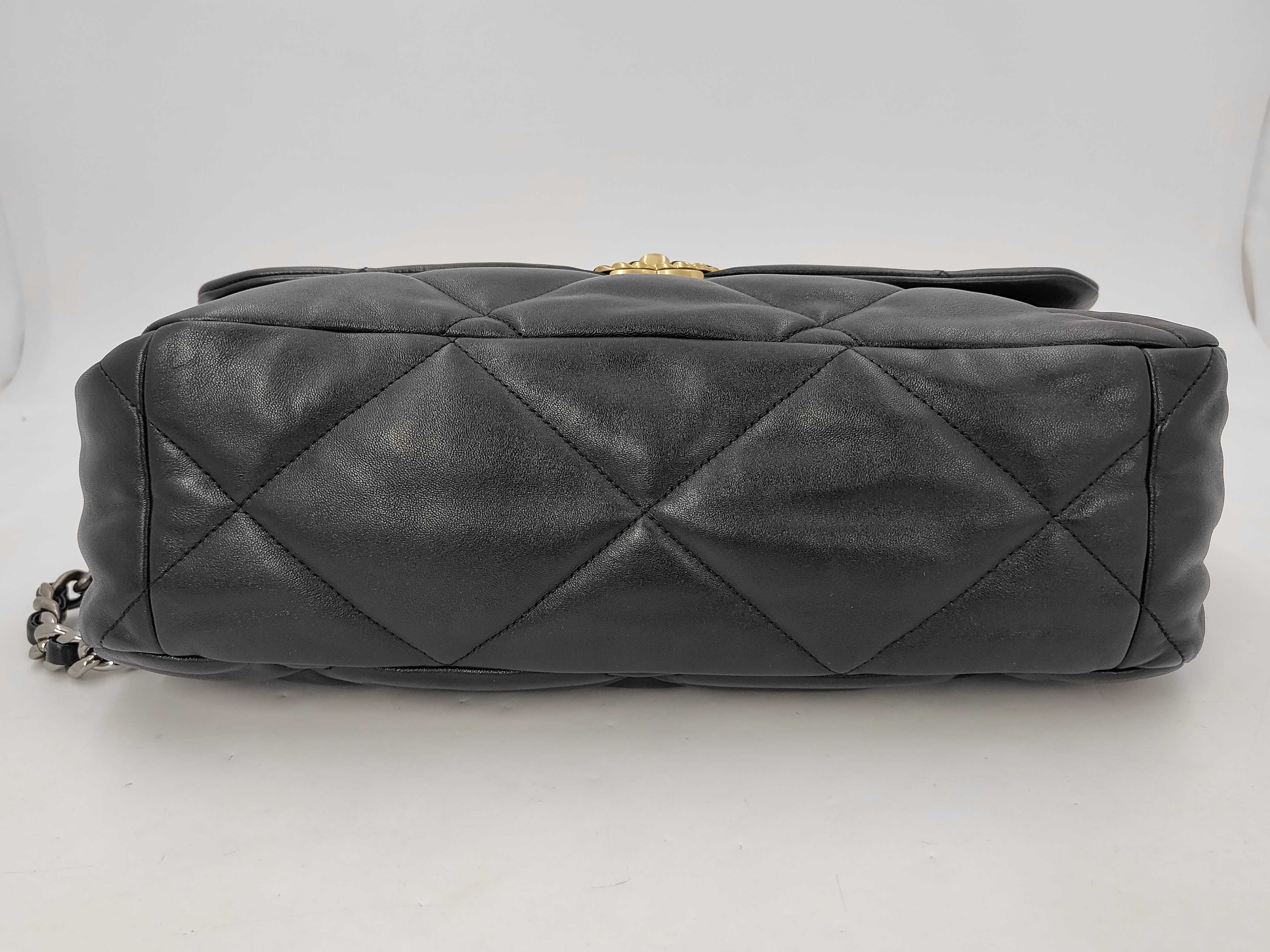 19 Bag, Black Quilted Lambskin Maxi Shoulder Bag with Gold Hardware — view 7