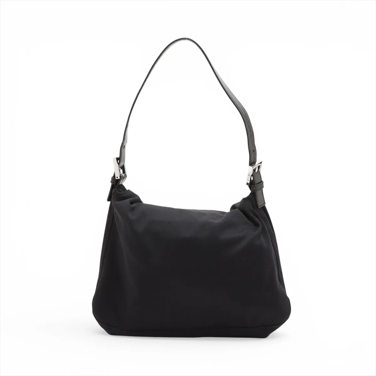 Mamma Bucket Cotton Jersey x Leather Shoulder Bag Black 26325 — view 2