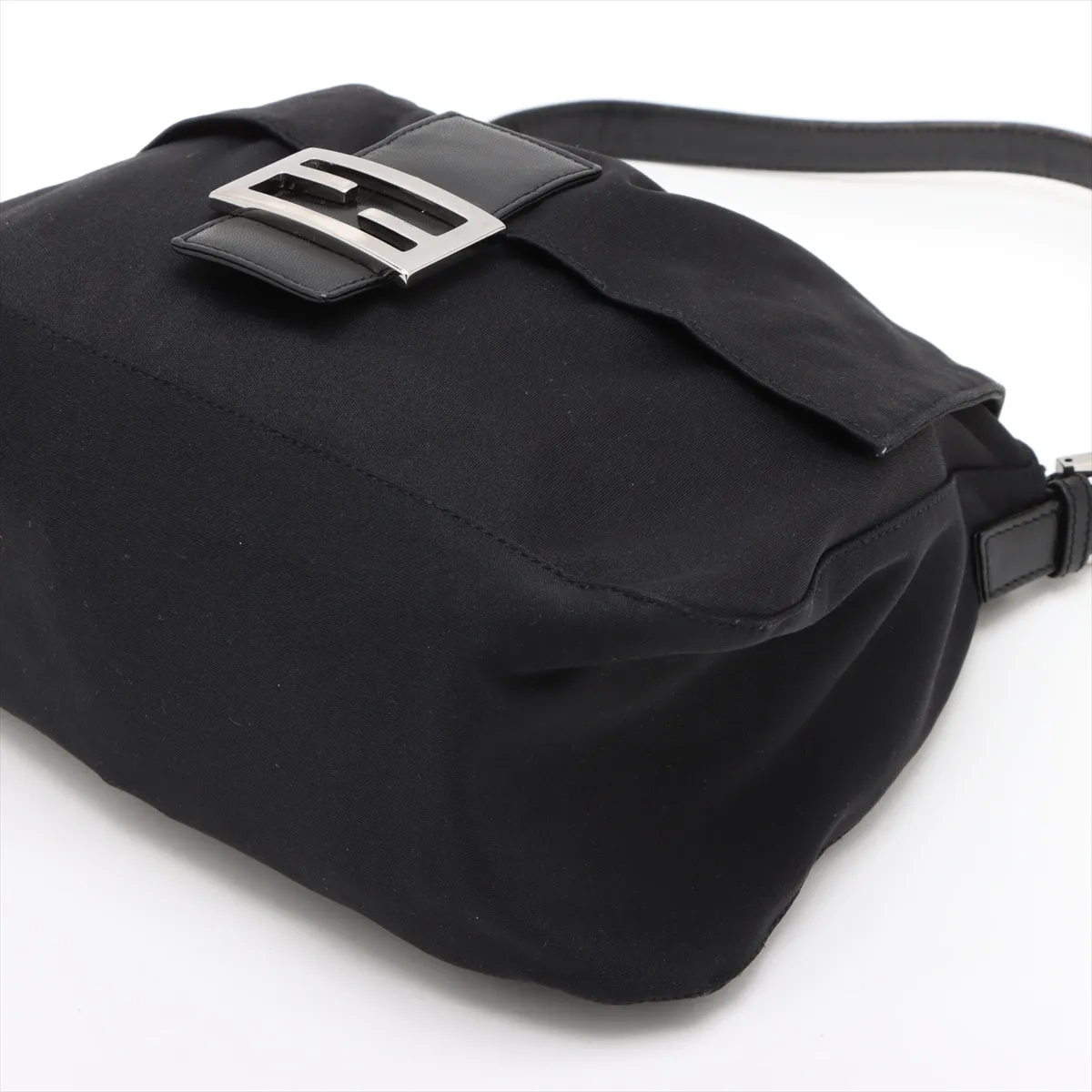 Mamma Bucket Cotton Jersey x Leather Shoulder Bag Black 26325 — view 3