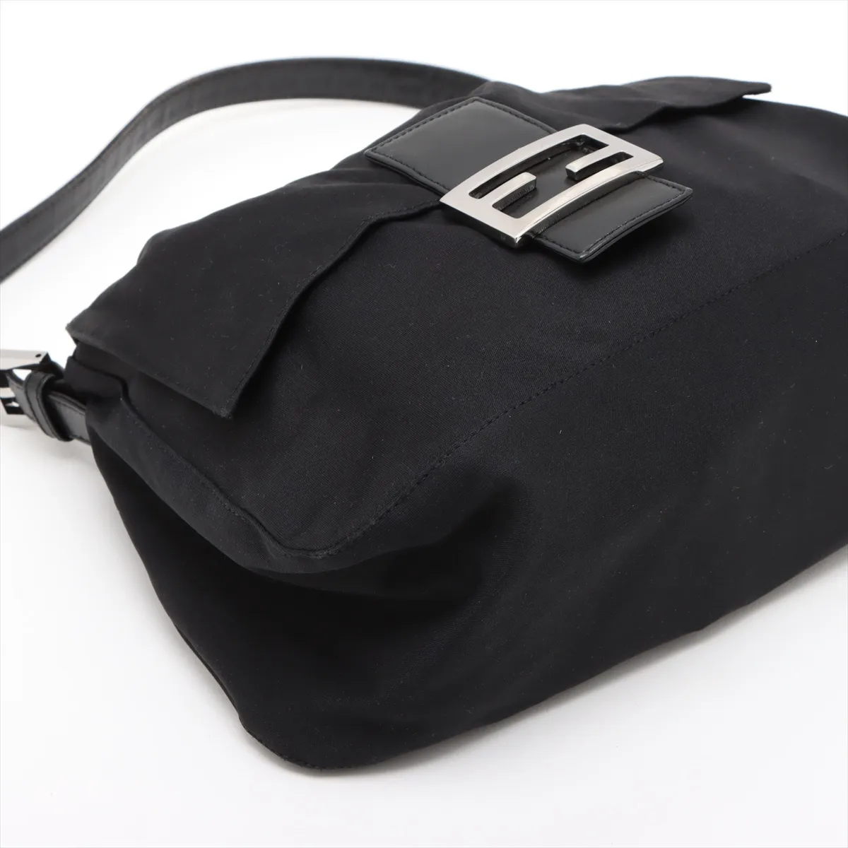 Mamma Bucket Cotton Jersey x Leather Shoulder Bag Black 26325 — view 4