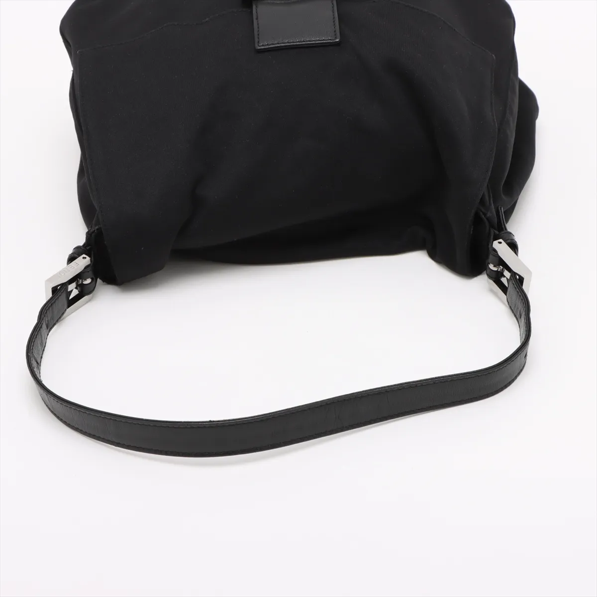 Mamma Bucket Cotton Jersey x Leather Shoulder Bag Black 26325 — view 5