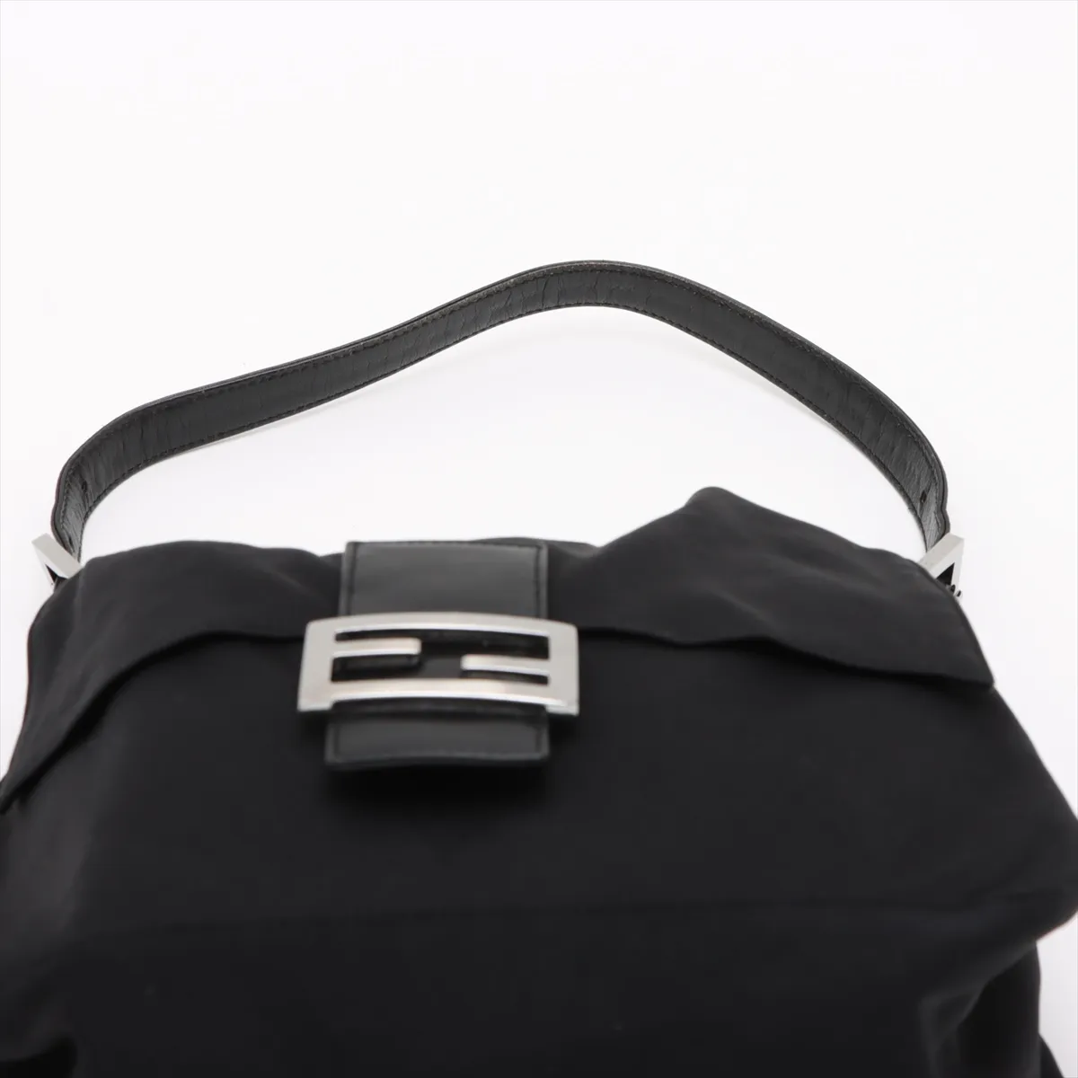 Mamma Bucket Cotton Jersey x Leather Shoulder Bag Black 26325 — view 6