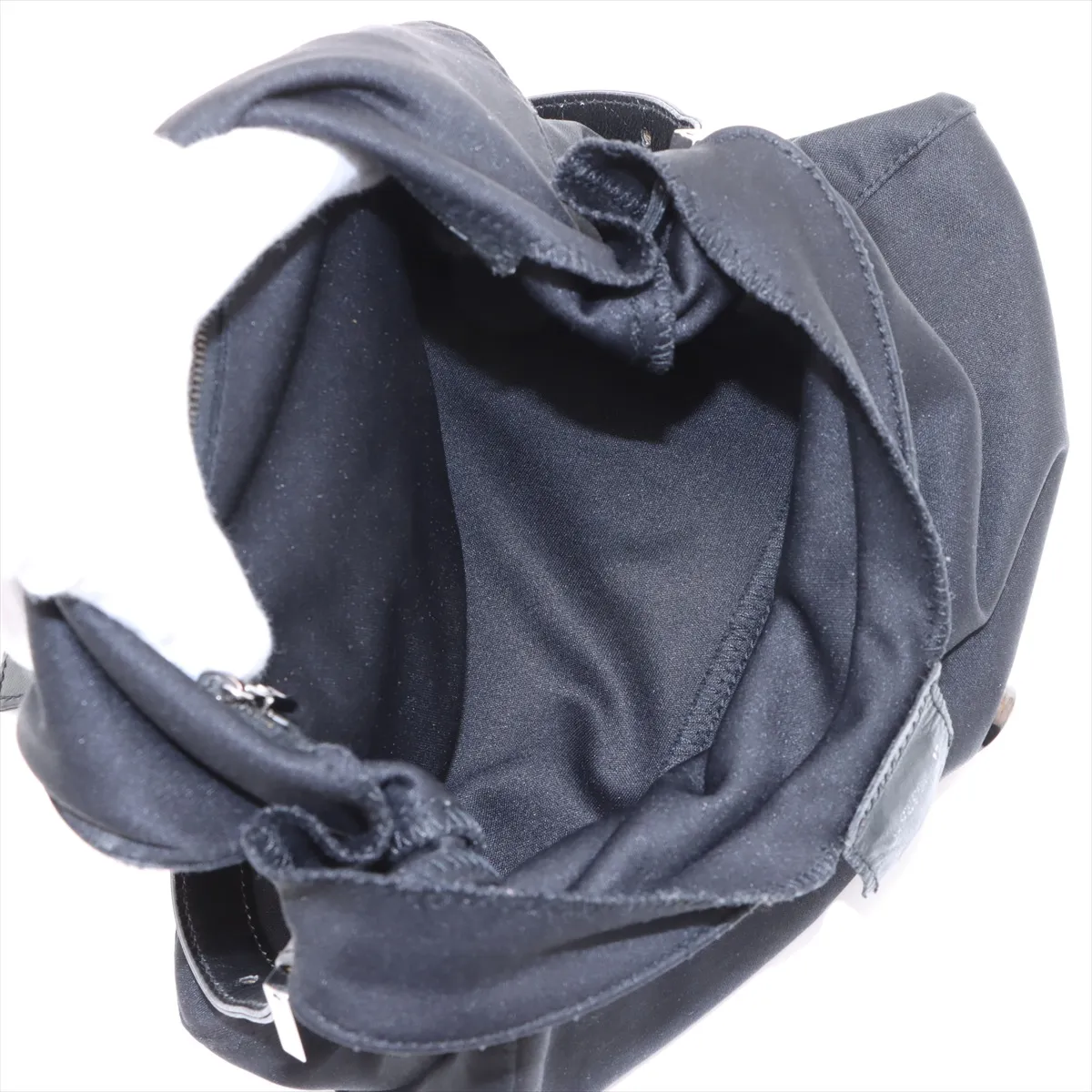 Mamma Bucket Cotton Jersey x Leather Shoulder Bag Black 26325 — view 7