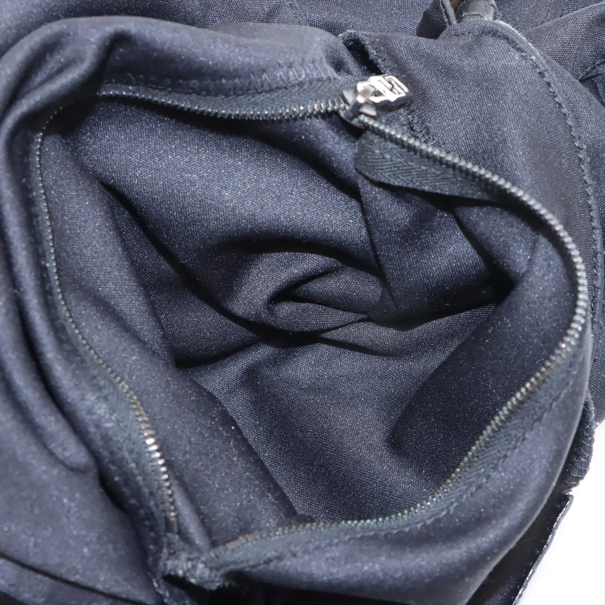 Mamma Bucket Cotton Jersey x Leather Shoulder Bag Black 26325 — view 8