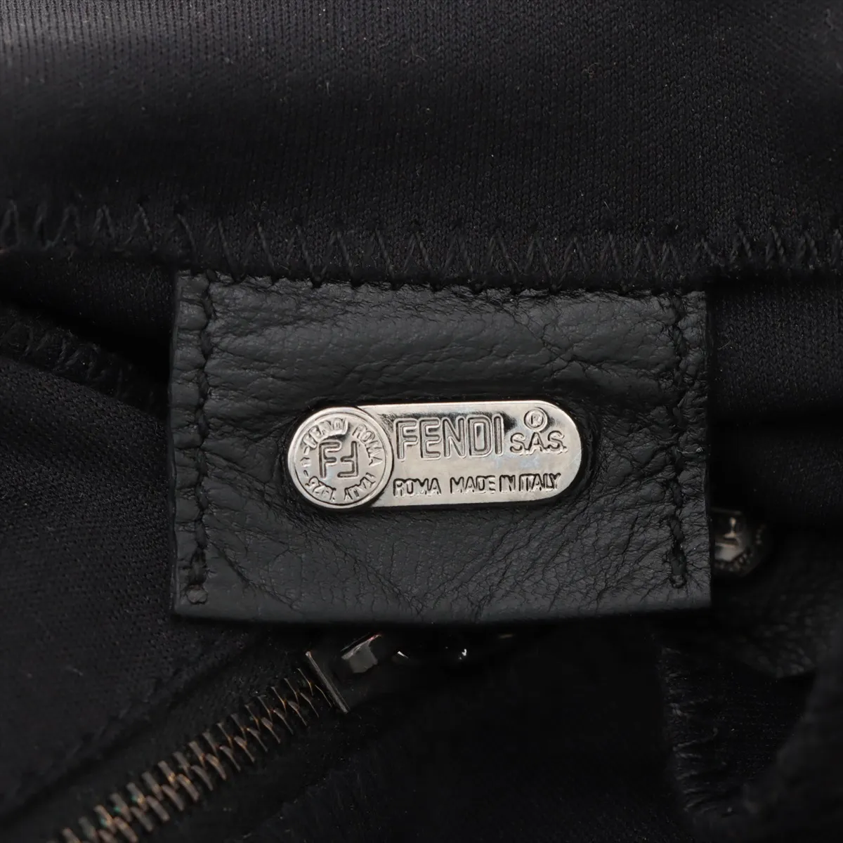 Mamma Bucket Cotton Jersey x Leather Shoulder Bag Black 26325 — view 9