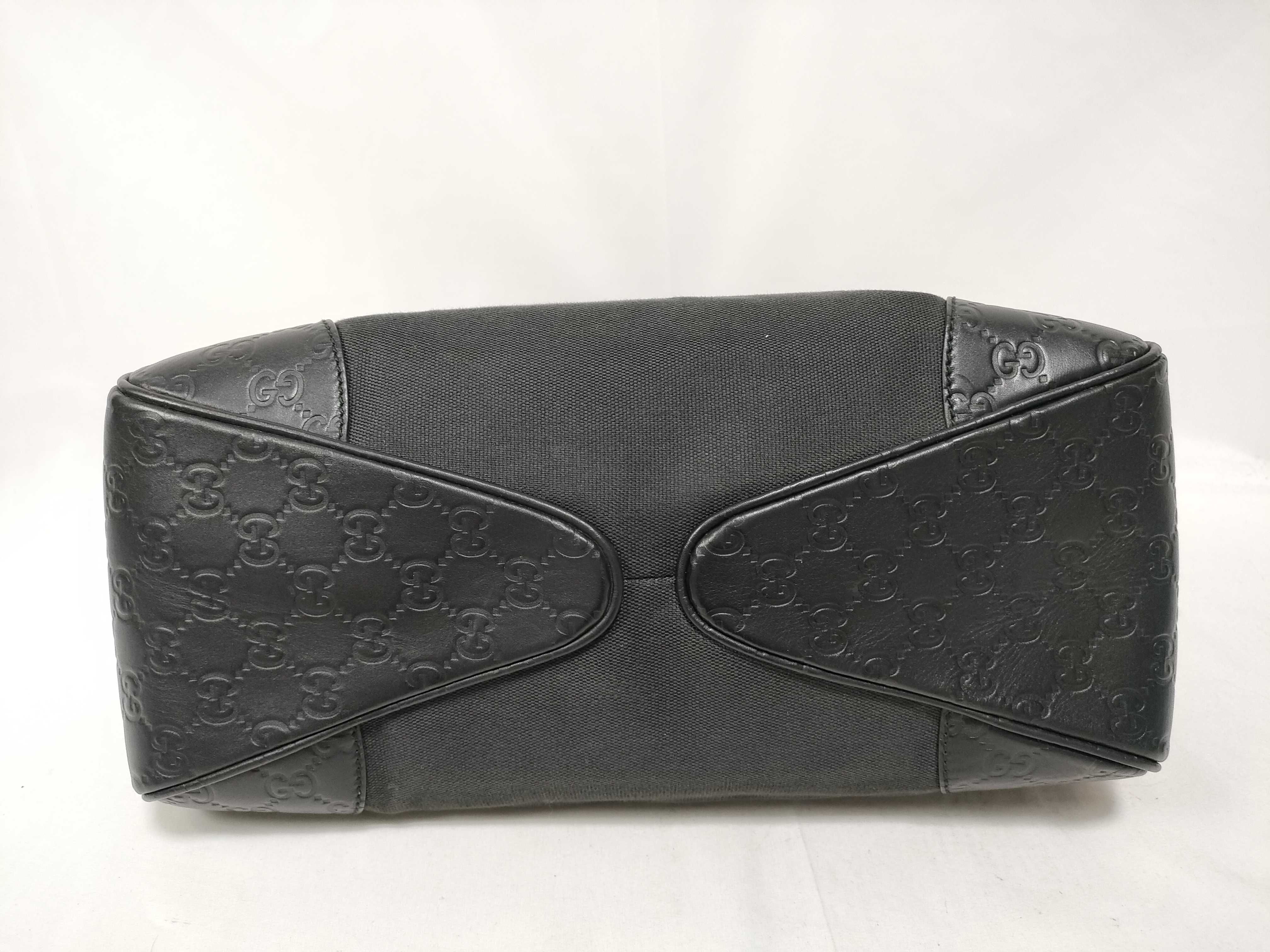 Black GG Canvas Bamboo-Handle Wrist Bag (Handbag) — view 3