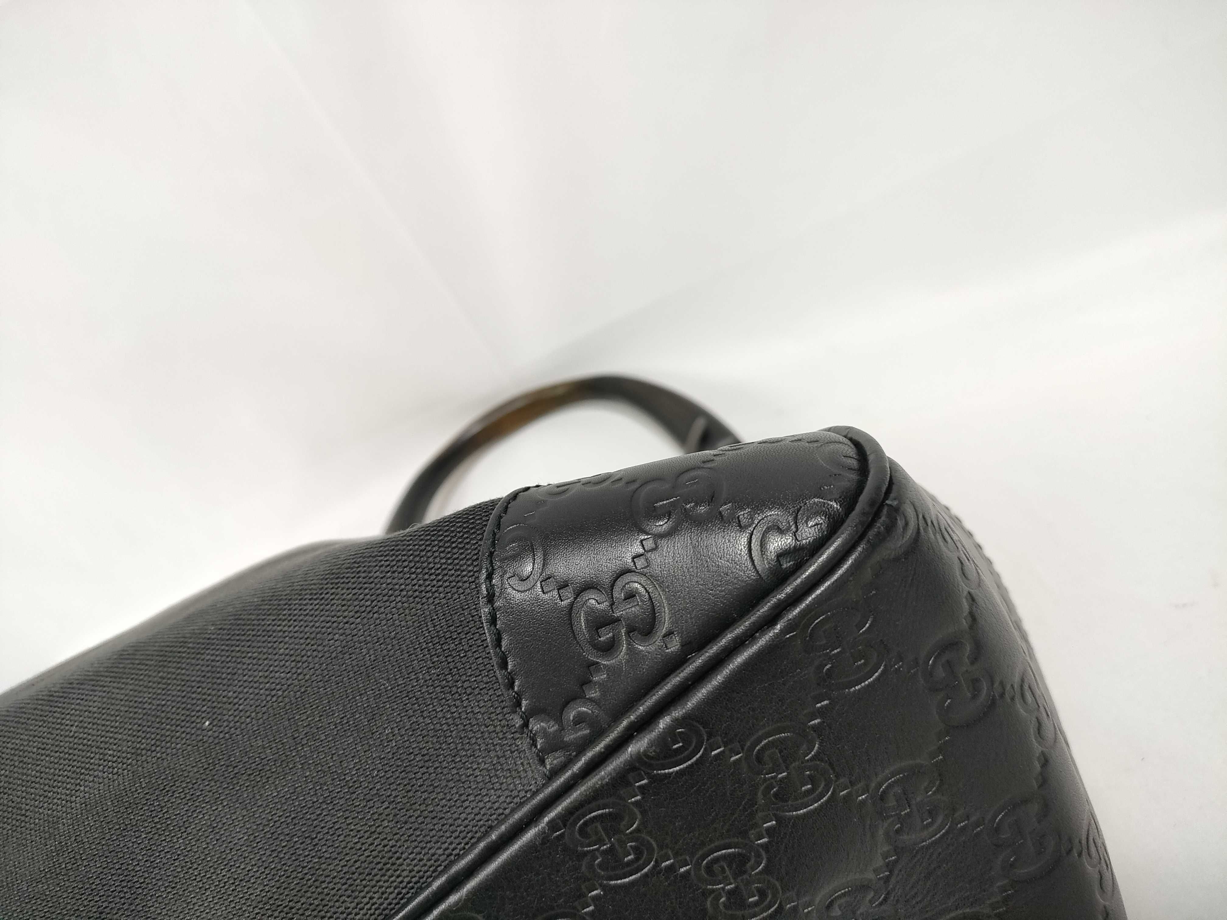 Black GG Canvas Bamboo-Handle Wrist Bag (Handbag) — view 4
