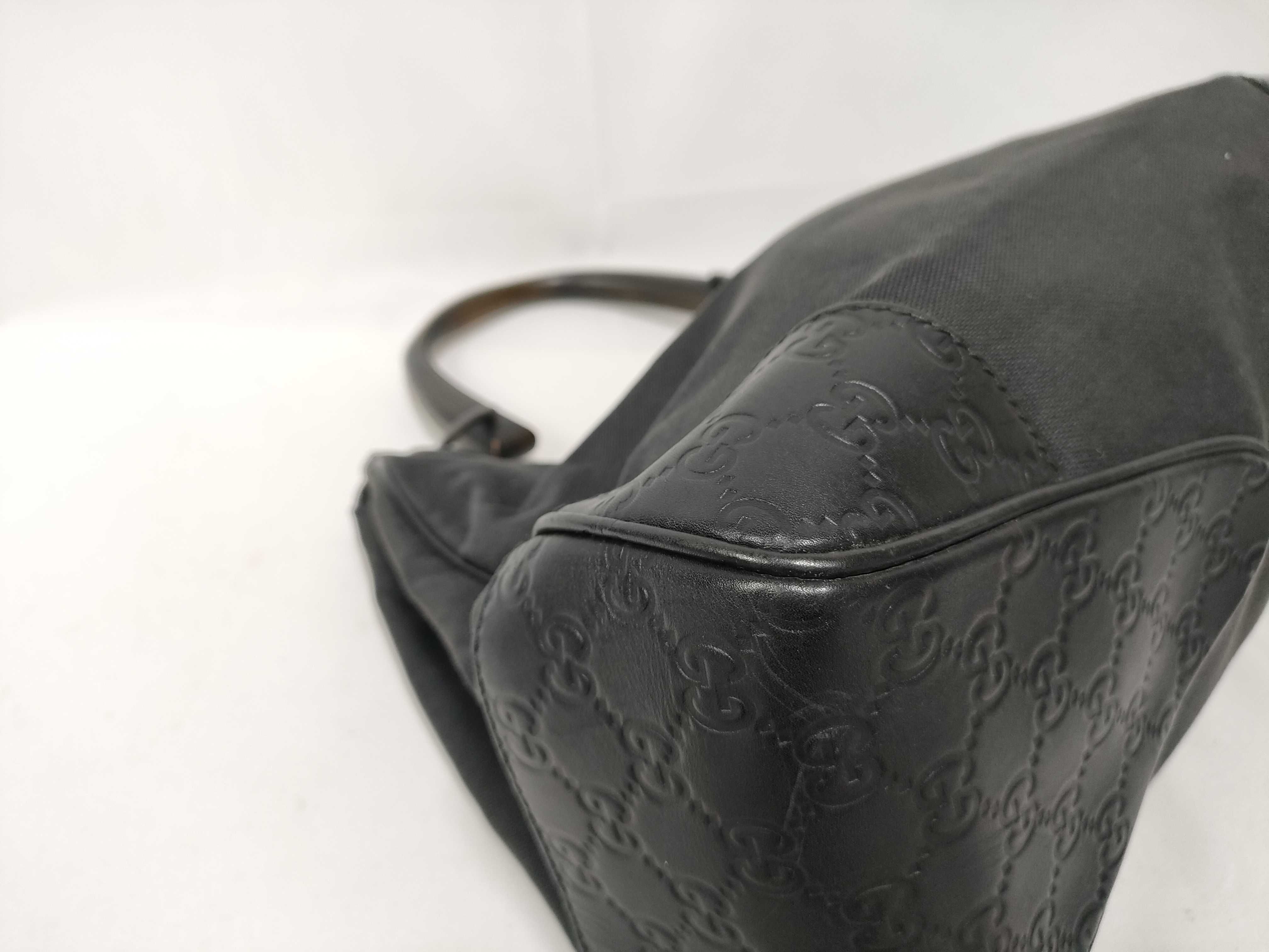 Black GG Canvas Bamboo-Handle Wrist Bag (Handbag) — view 5