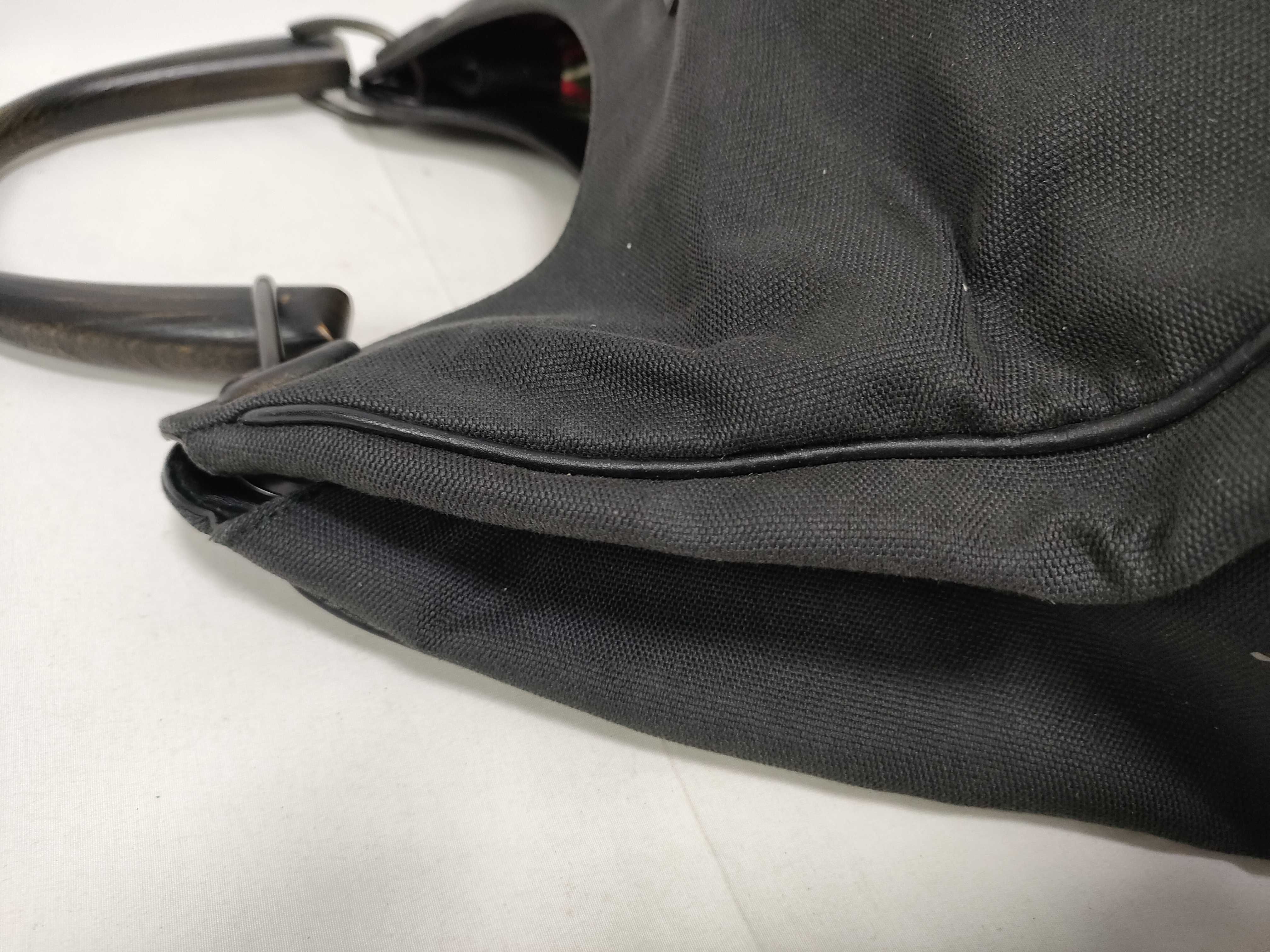 Black GG Canvas Bamboo-Handle Wrist Bag (Handbag) — view 6