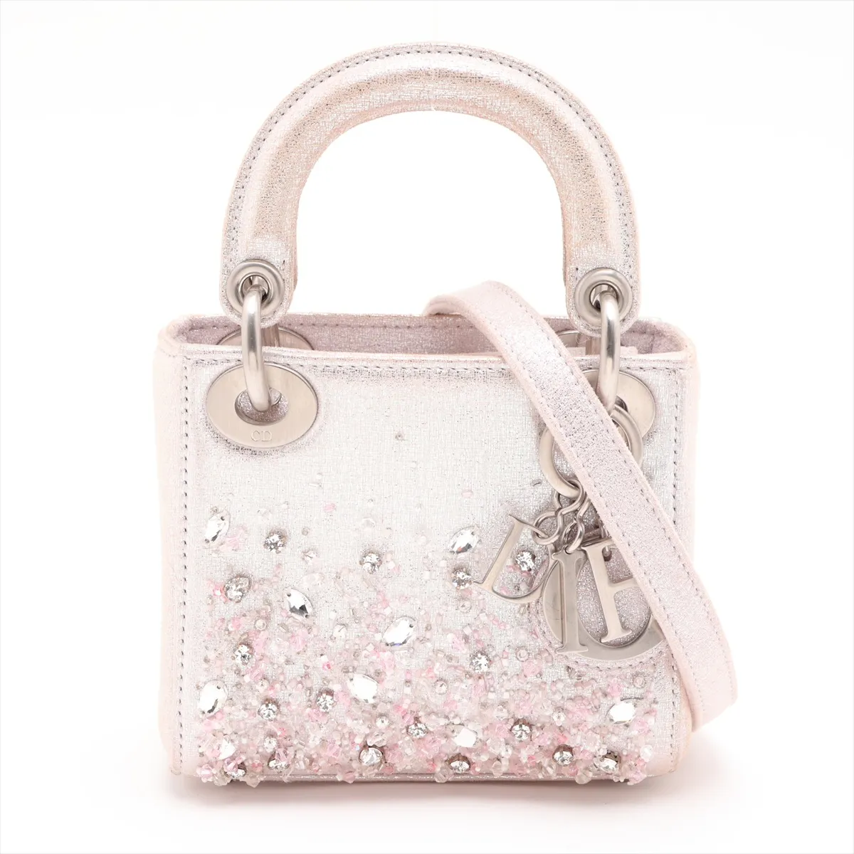 Lady Dior Mini Leather x Jewel 2-Way Handbag, Pink Beige