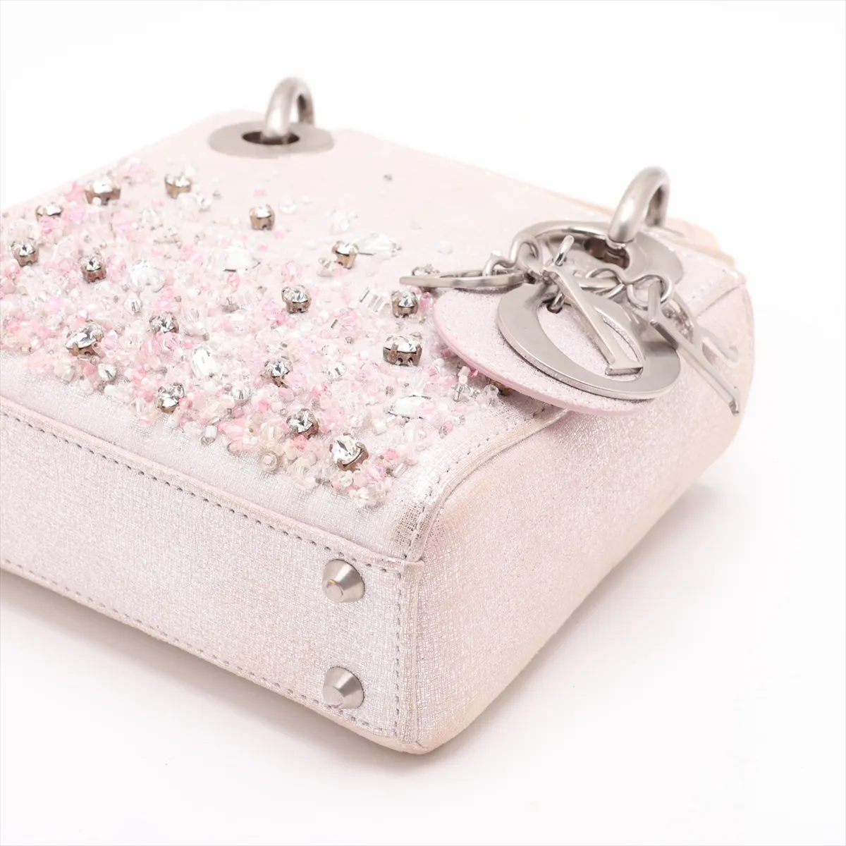 Lady Dior Mini Leather x Jewel 2-Way Handbag, Pink Beige — view 3