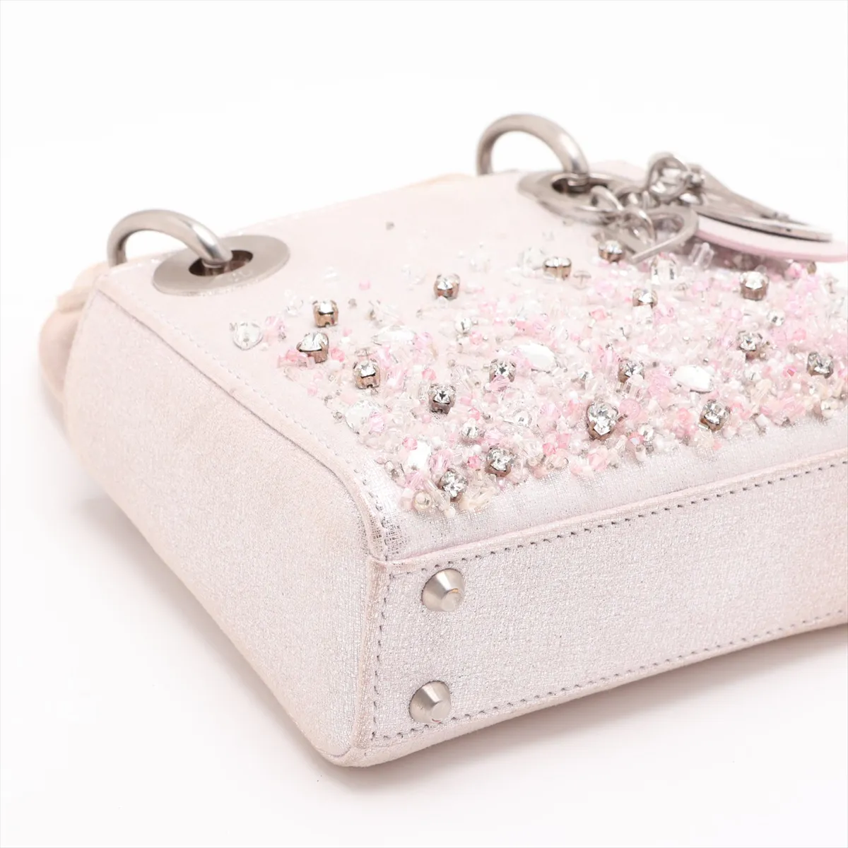 Lady Dior Mini Leather x Jewel 2-Way Handbag, Pink Beige — view 4