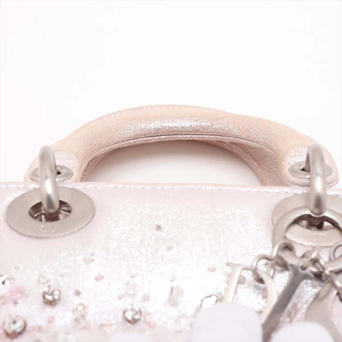 Lady Dior Mini Leather x Jewel 2-Way Handbag, Pink Beige — view 6
