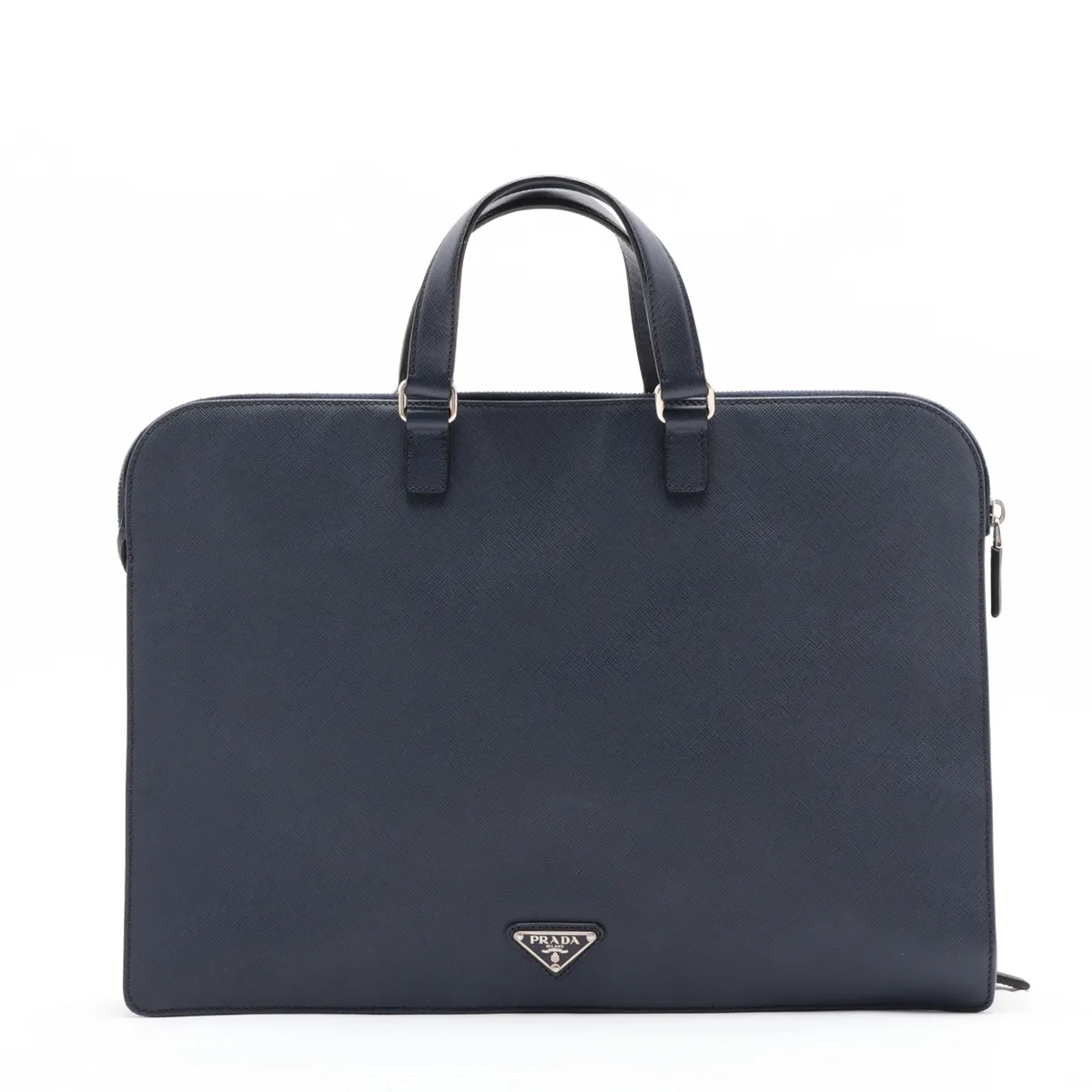 Saffiano Leather Business Bag, Navy — view 2