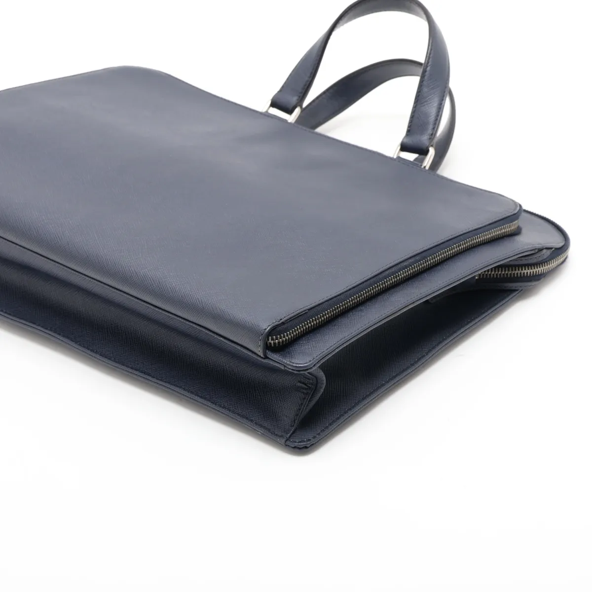 Saffiano Leather Business Bag, Navy — view 3