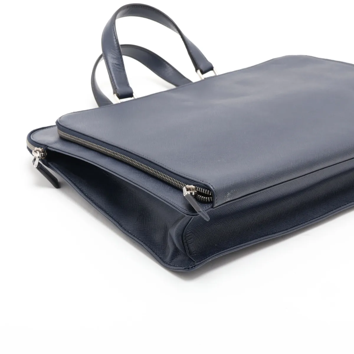 Saffiano Leather Business Bag, Navy — view 4