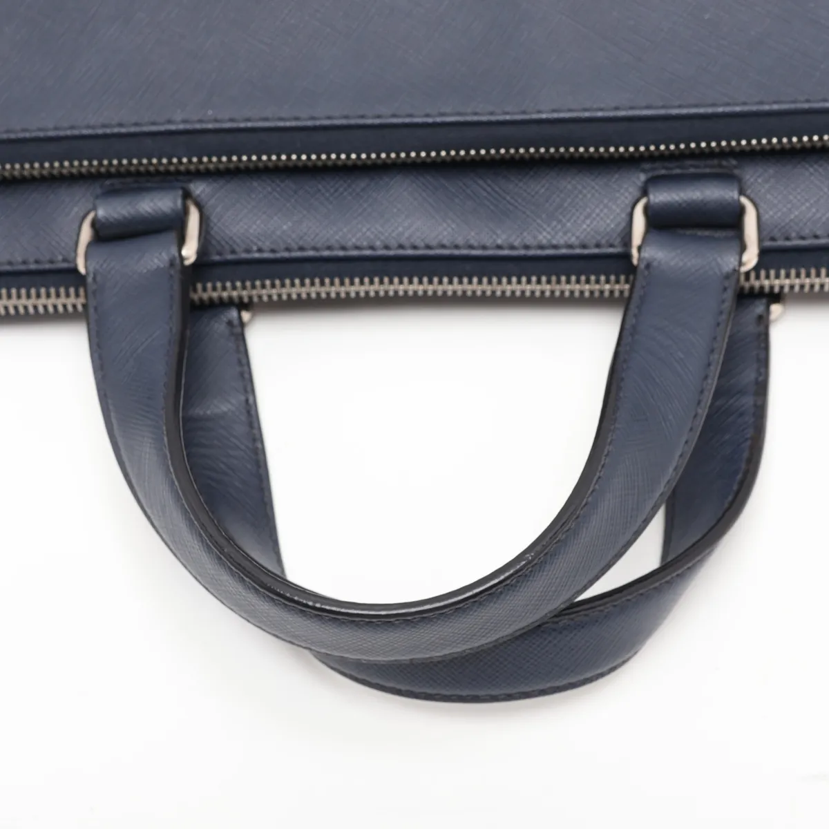 Saffiano Leather Business Bag, Navy — view 5