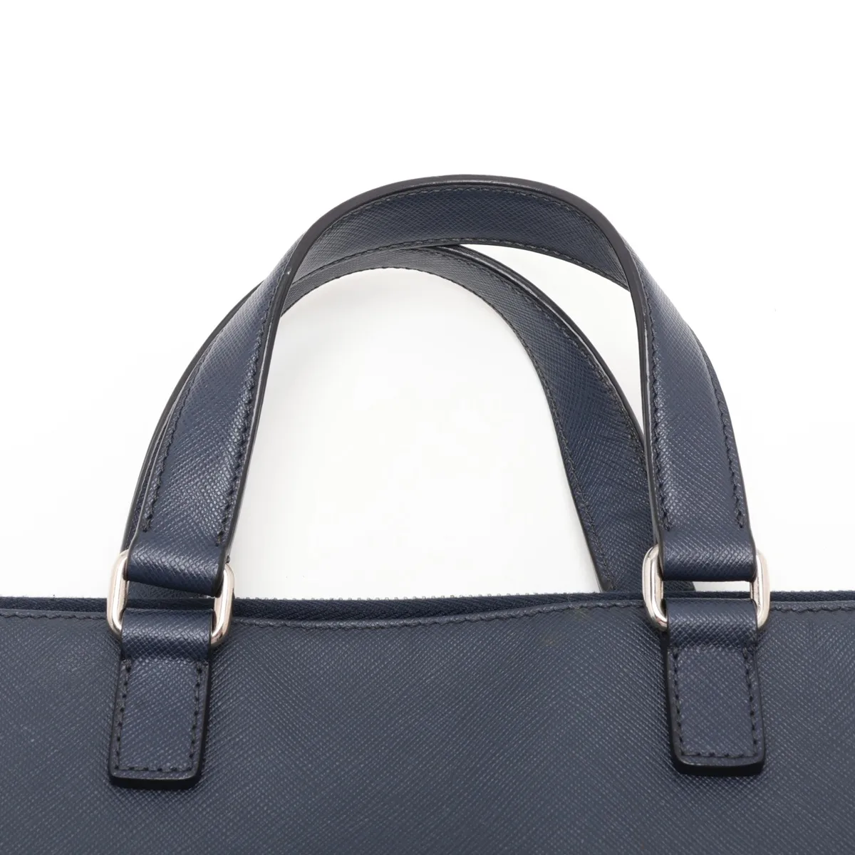Saffiano Leather Business Bag, Navy — view 6