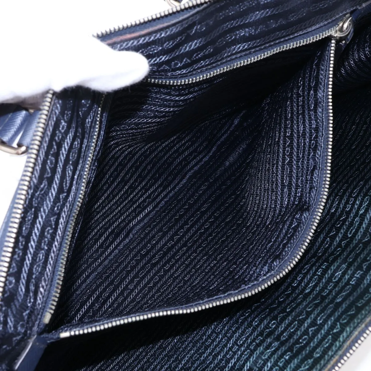 Saffiano Leather Business Bag, Navy — view 8